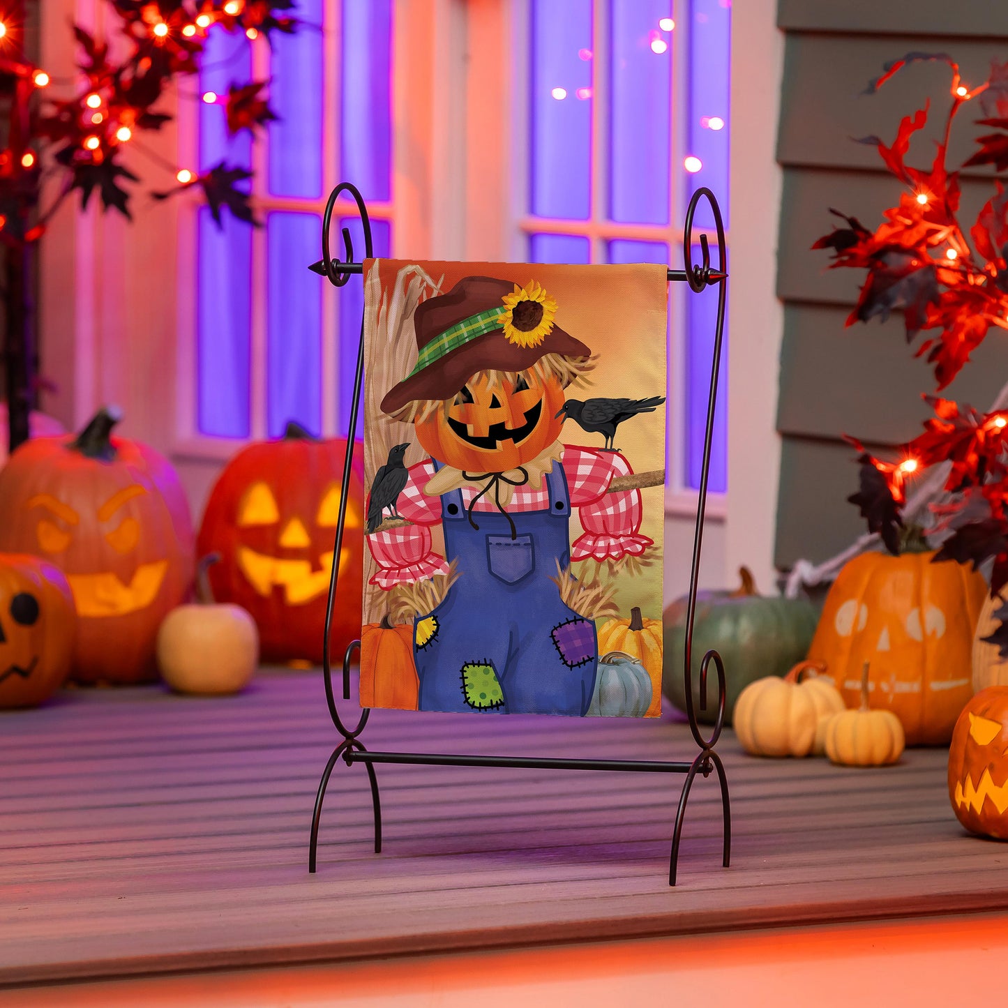 Jack The Scarecrow Burlap Garden Flag