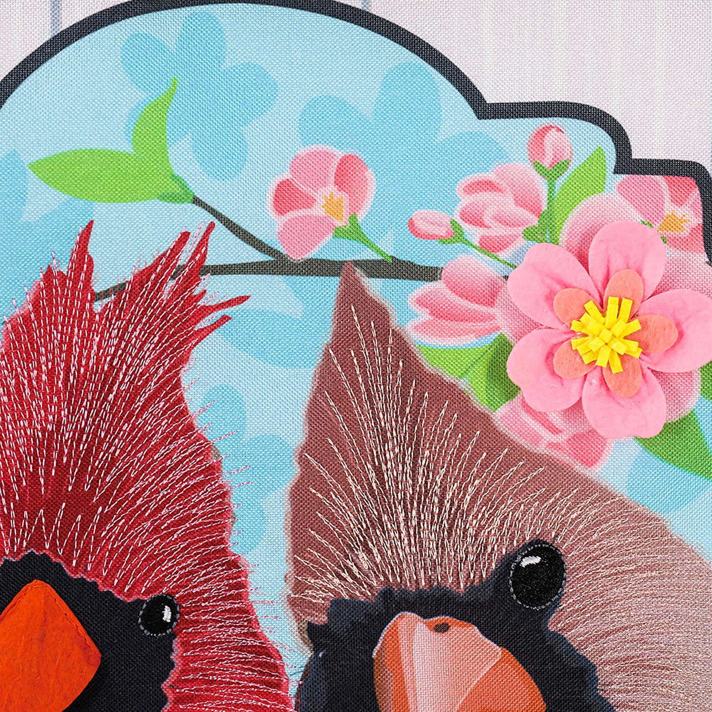 Friendly Cardinals Garden Linen Flag