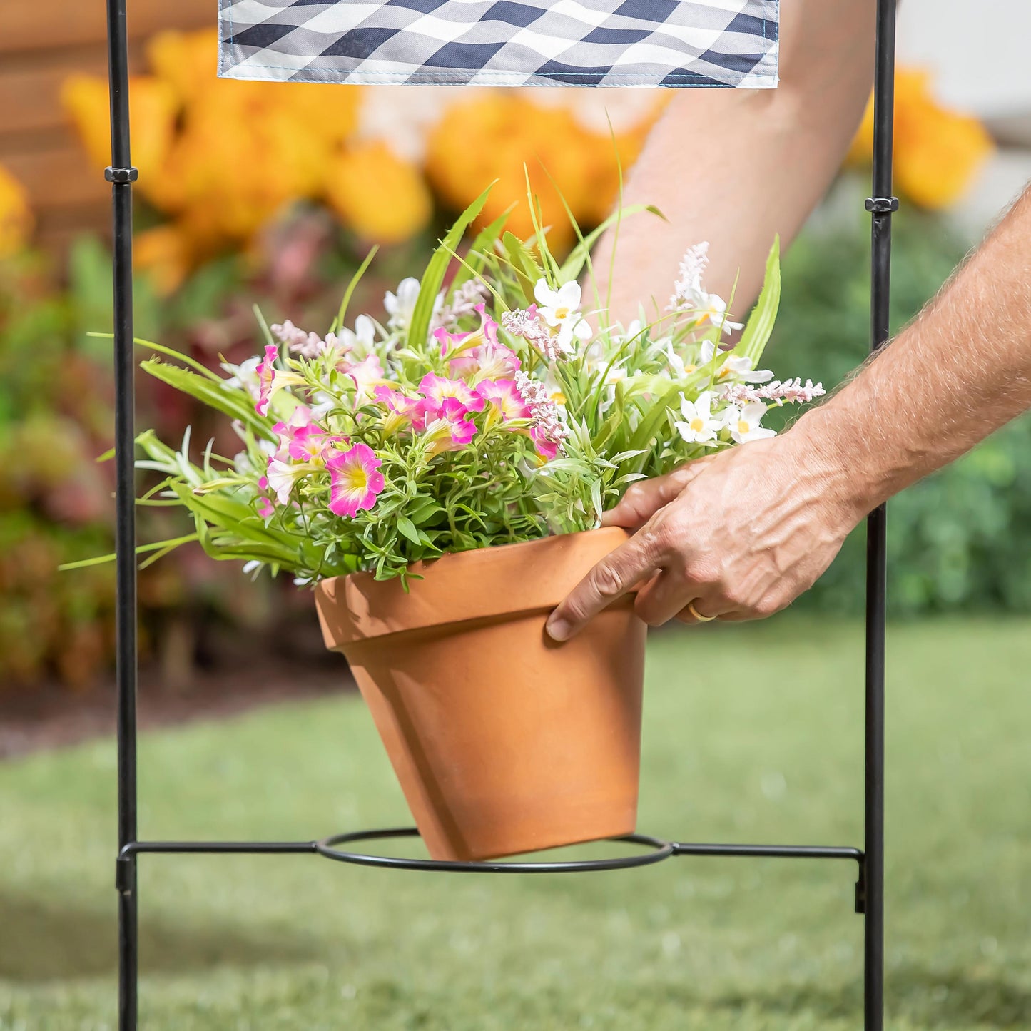 Potted Plant Garden Flag Stand