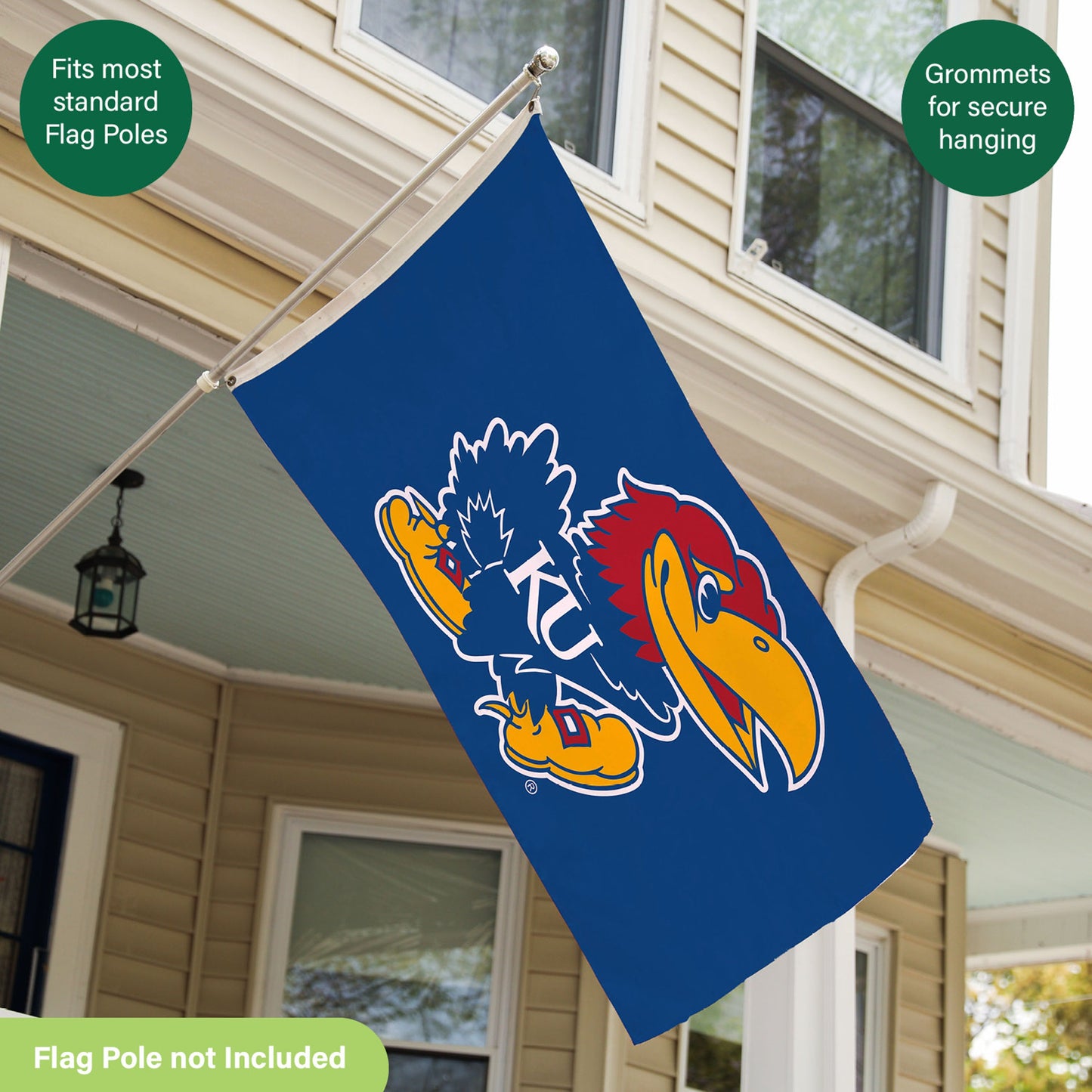 University of Kansas Single Sided Estate Flag with 2 Grommets, 3'x5'