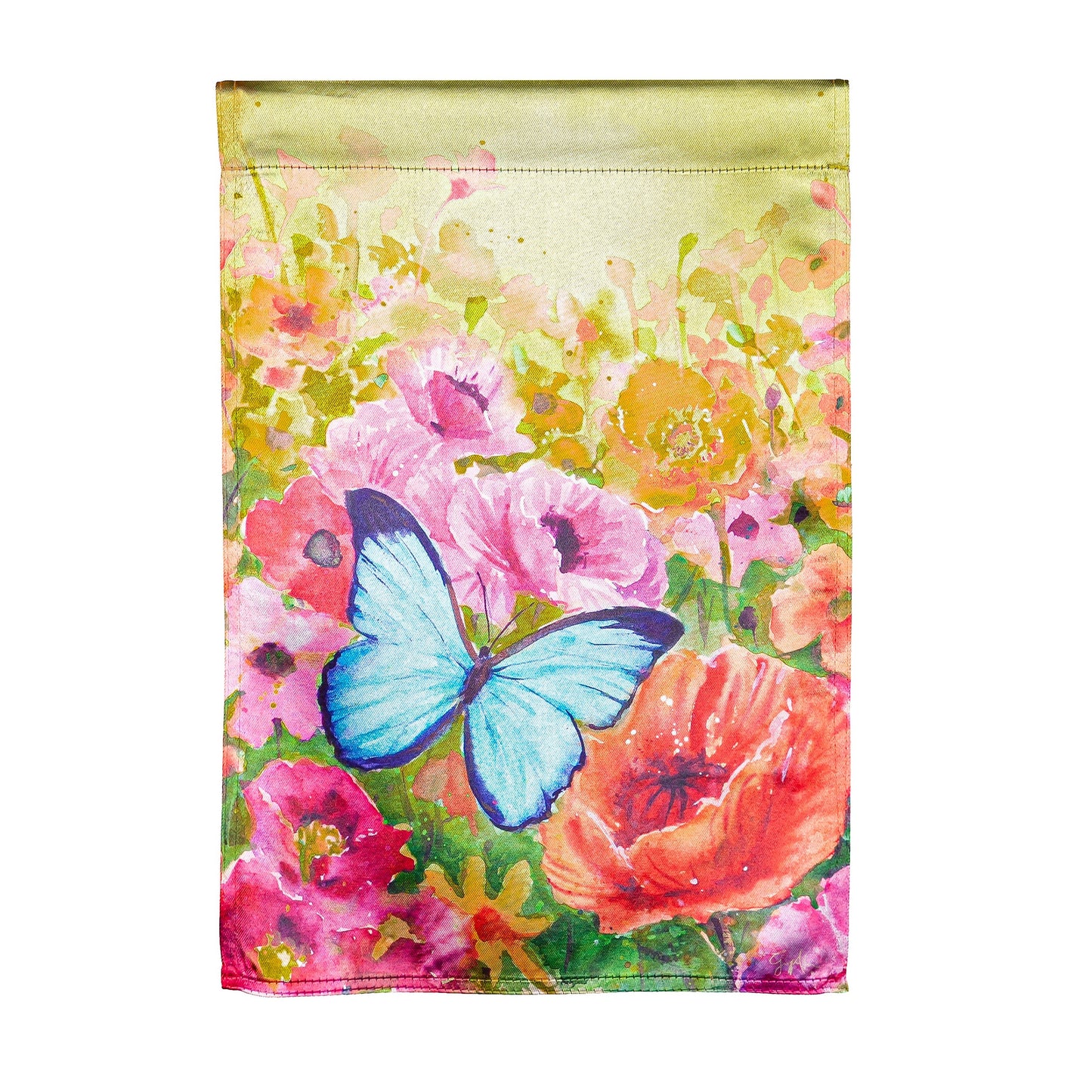 Butterfly Sunset Garden Lustre Flag