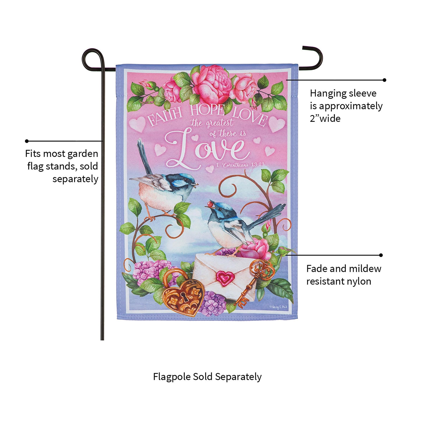 Love Inspiration Flag Suede Garden Flag