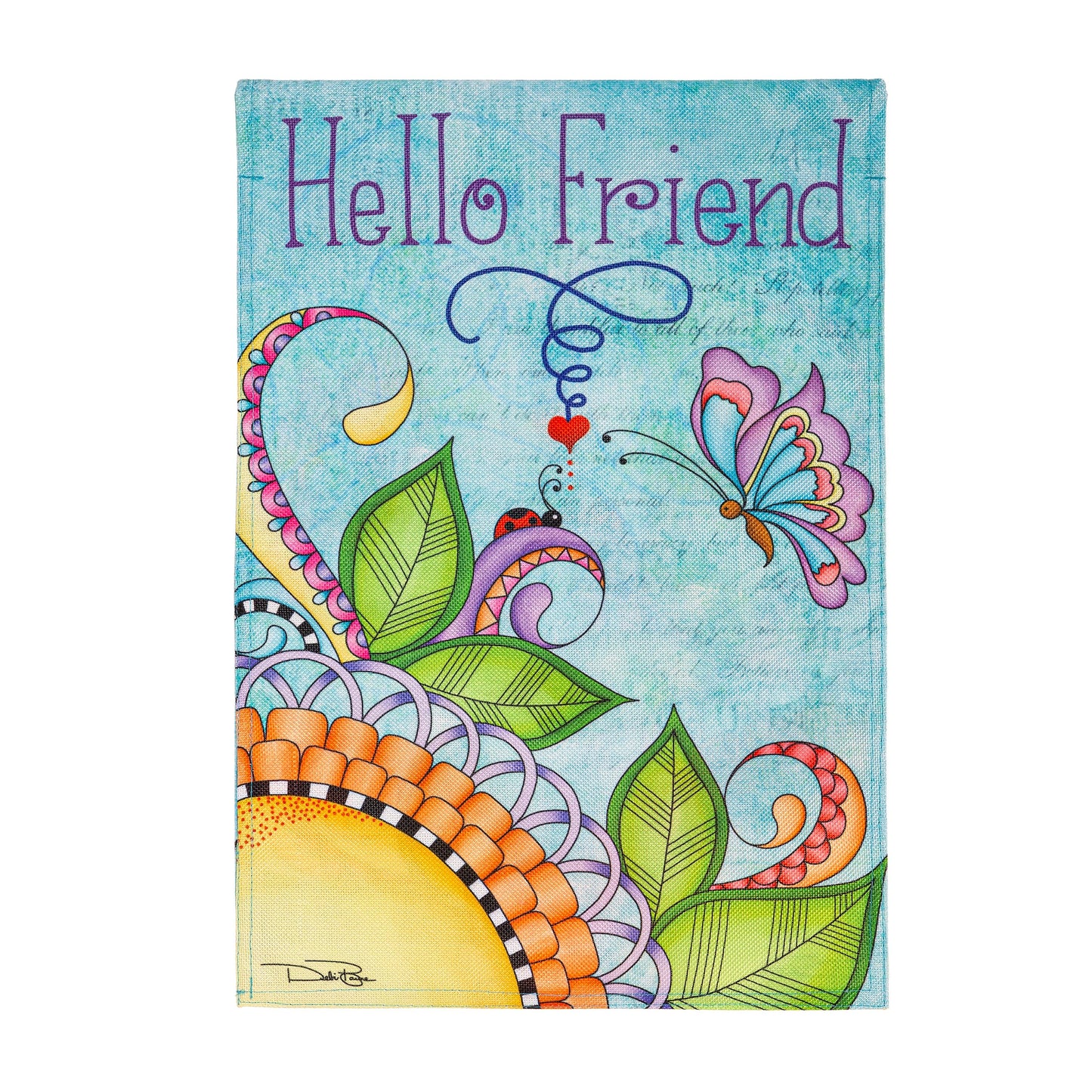 Hello Friend Burlap Garden Flag