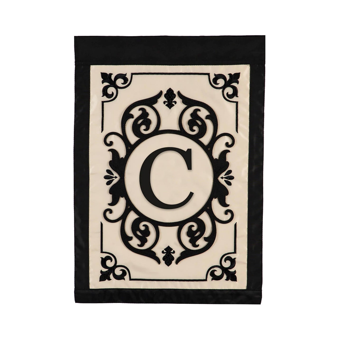 Cambridge Monogram Garden Applique Flag, Letter C