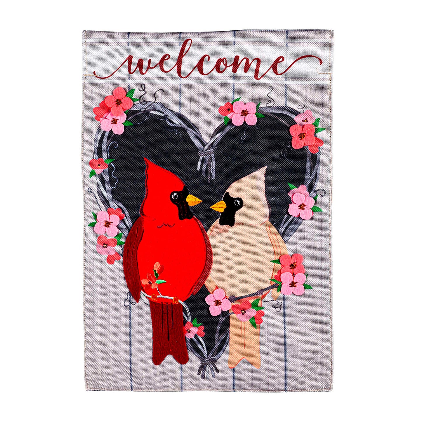 Cardinal Couple Garden Burlap Flag