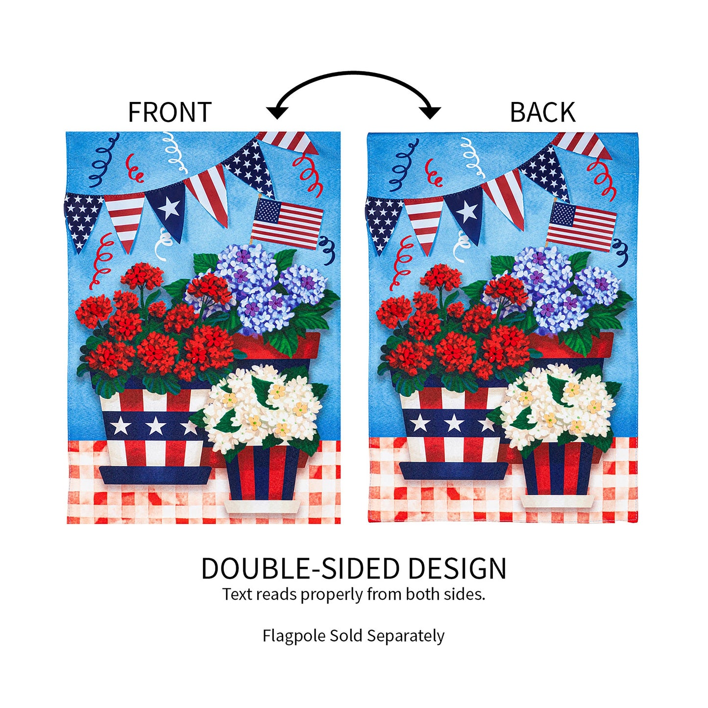 Patriotic Flower Pot Garden Linen Flag