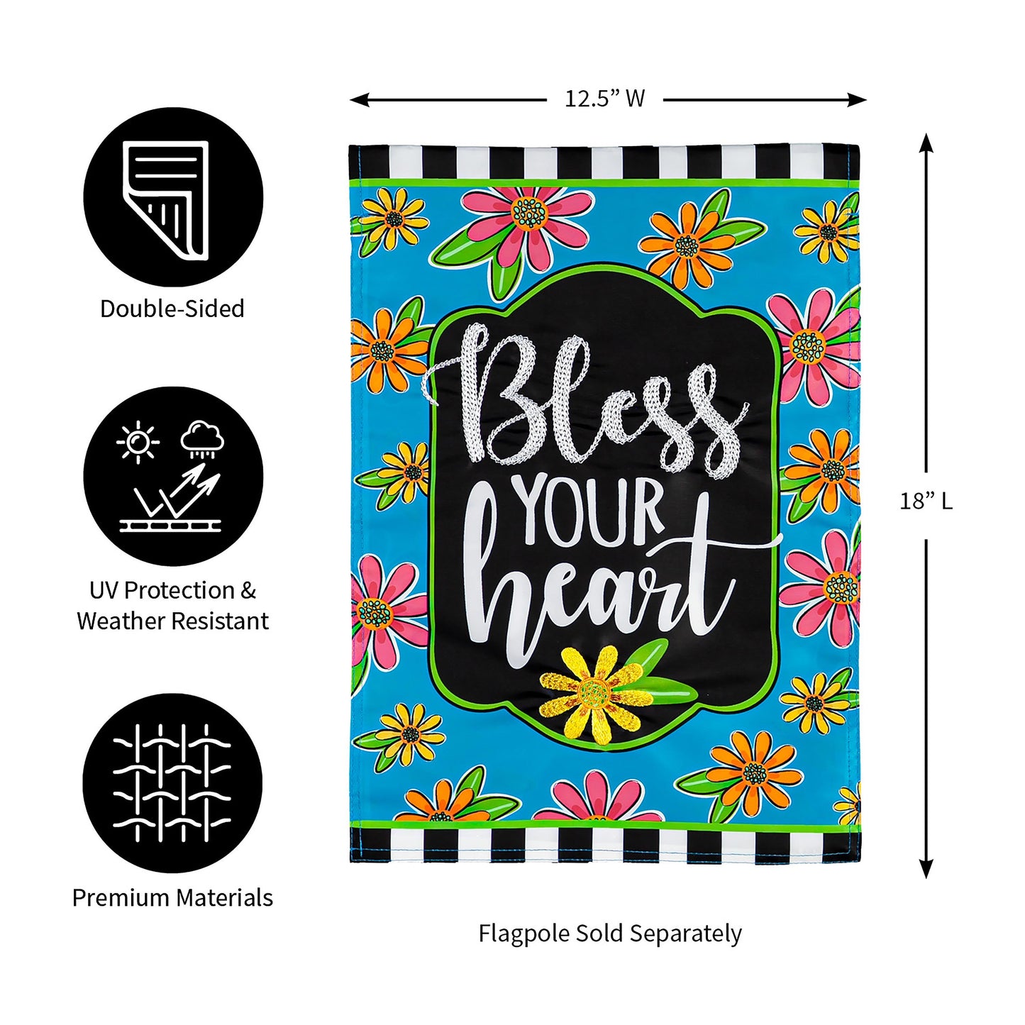 Floral Blessings Garden Applique Flag