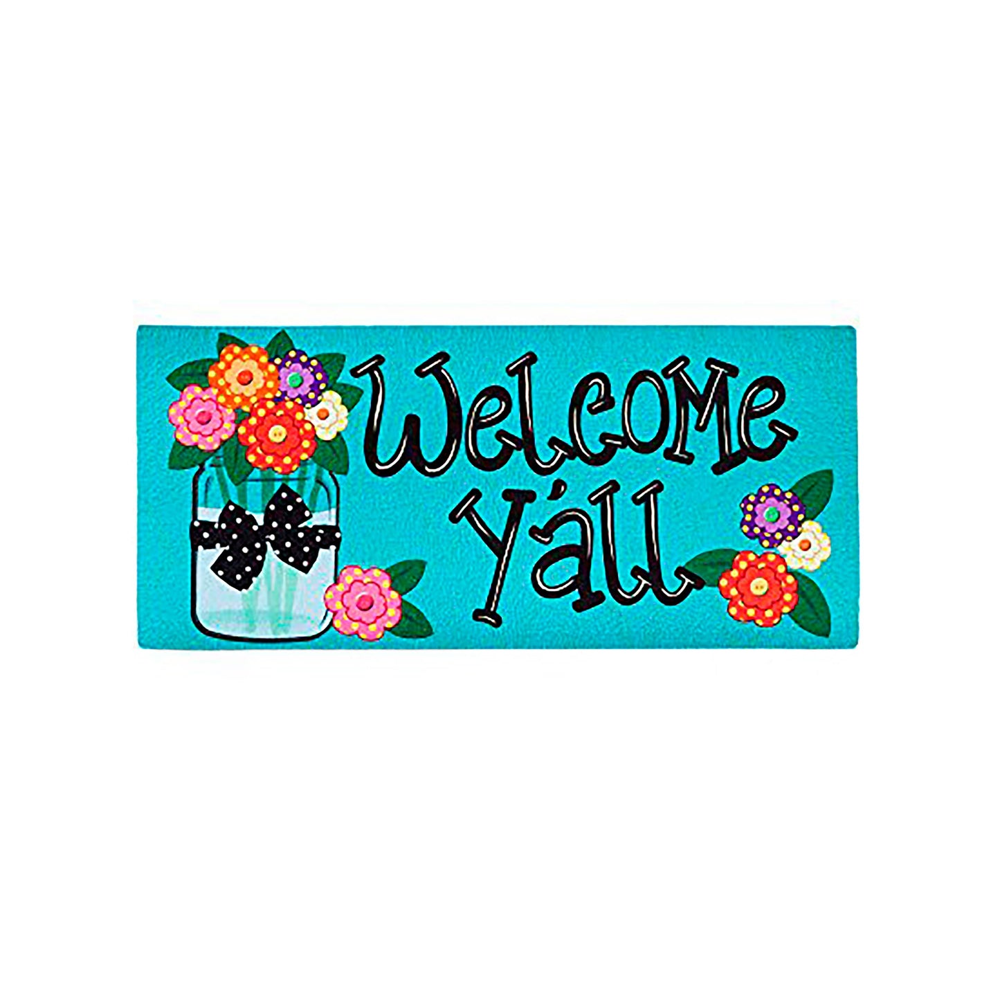 Welcome Y'all Burlap Garden Flag and Sassafras Mat Set (14B4181ECM+22001T+431272+43BM003)