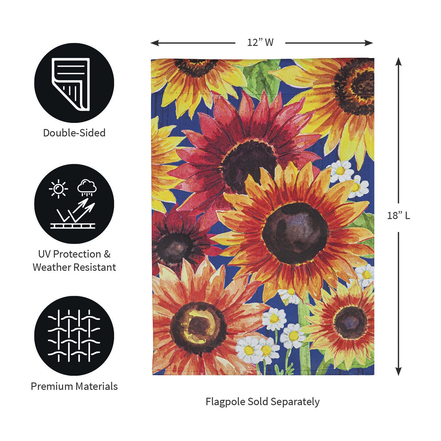 Multi-Color Fall Sunflowers Garden Suede Flag