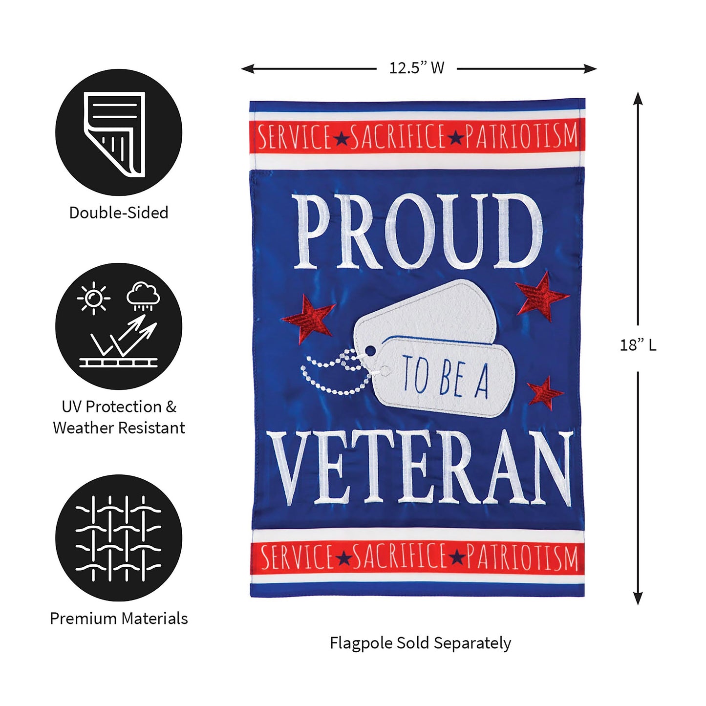 Proud Veteran Garden Applique Flag