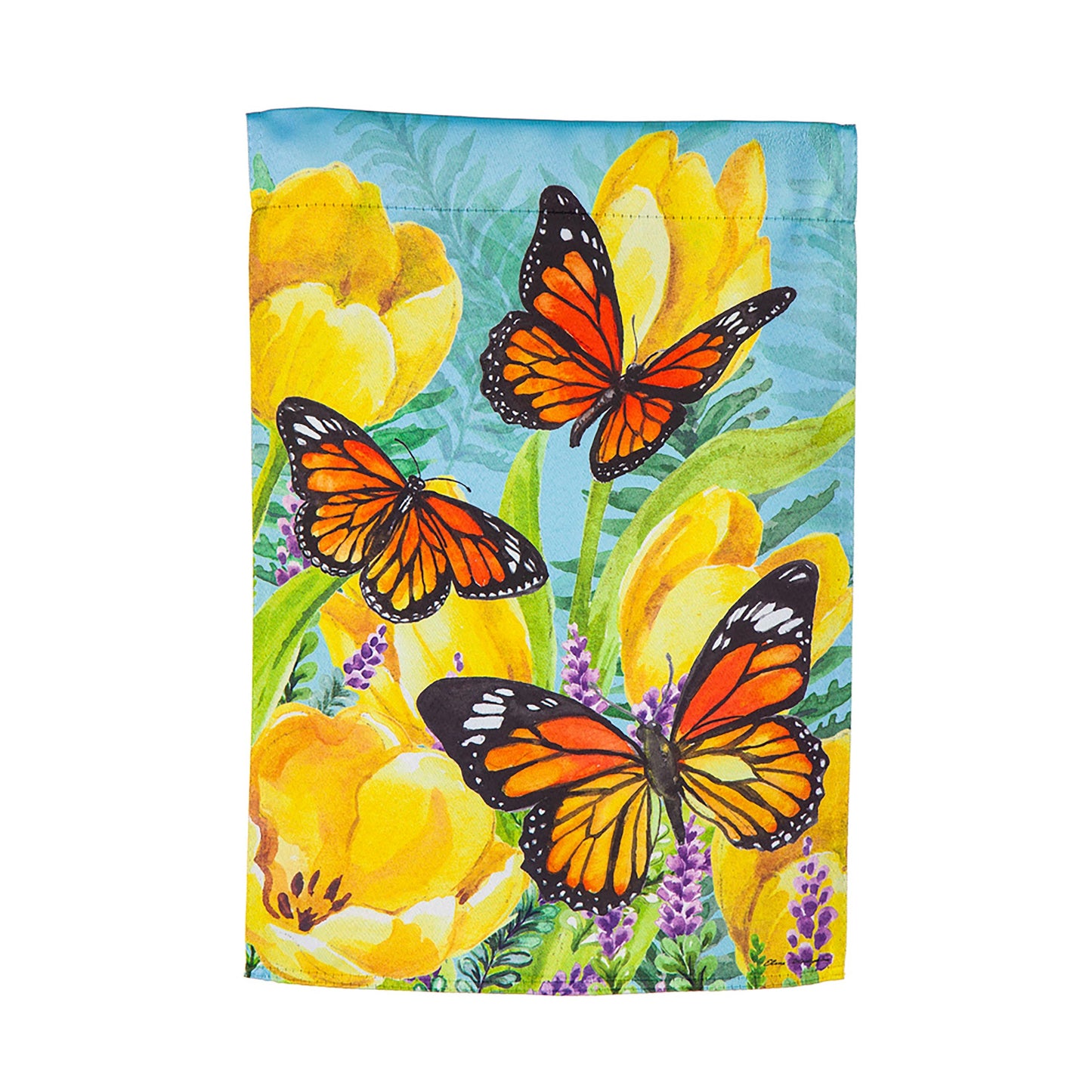 Tulip and Butterfly Garden Suede Flag