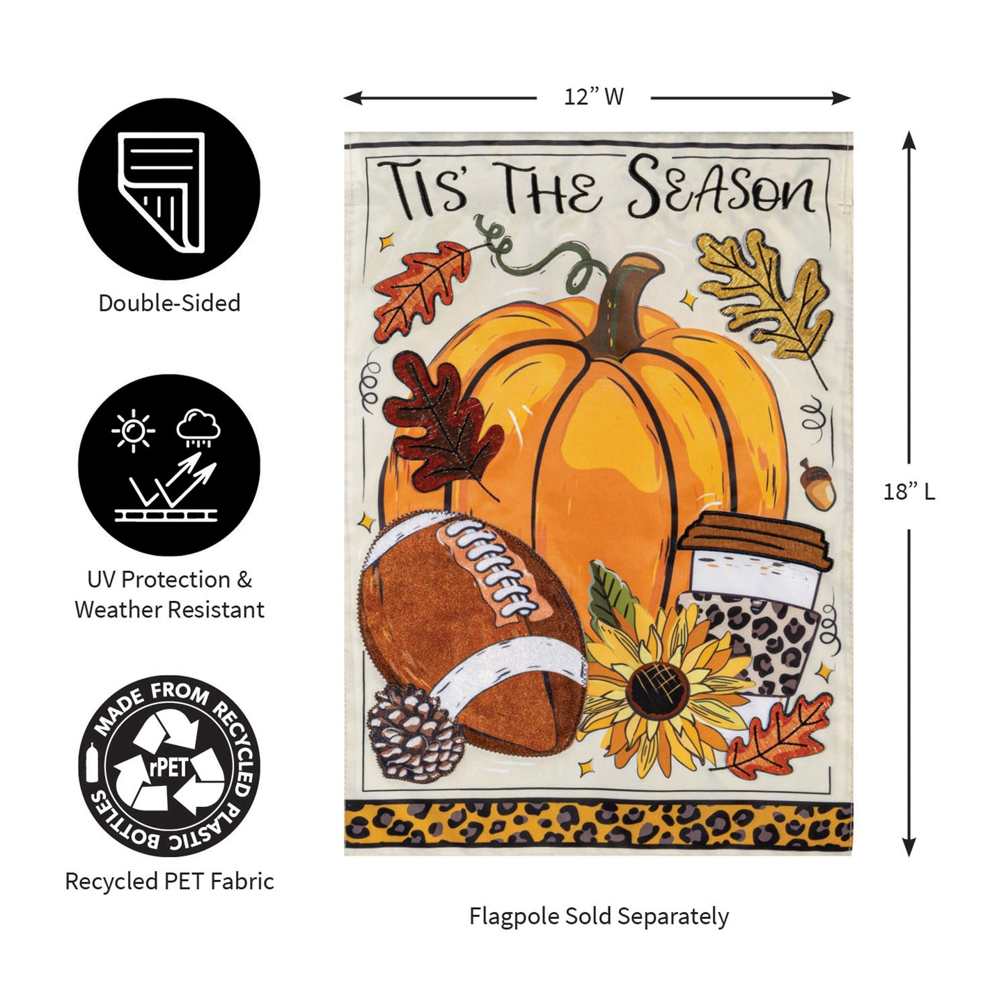 Tis' The Season Fall Applique Garden Flag