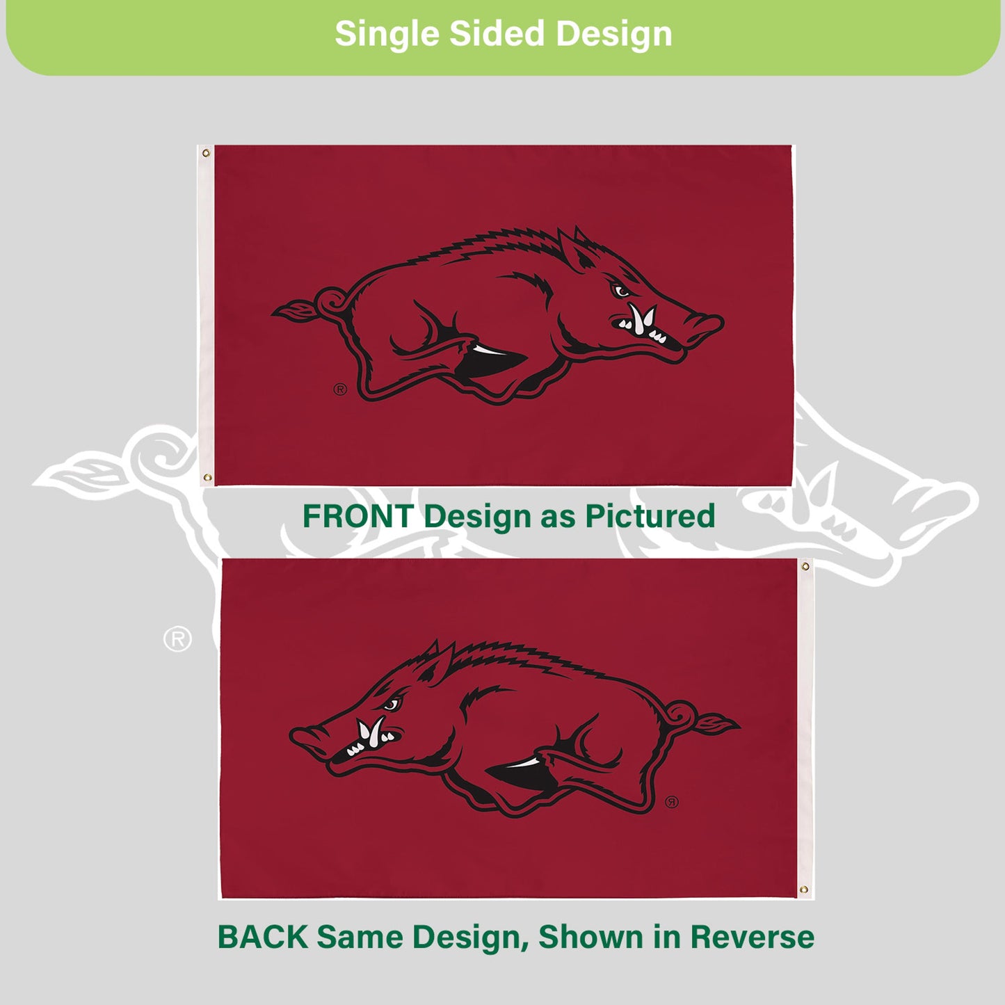 University of Arkansas Single Sided Estate Flag with 2 Grommets, 3'x5'