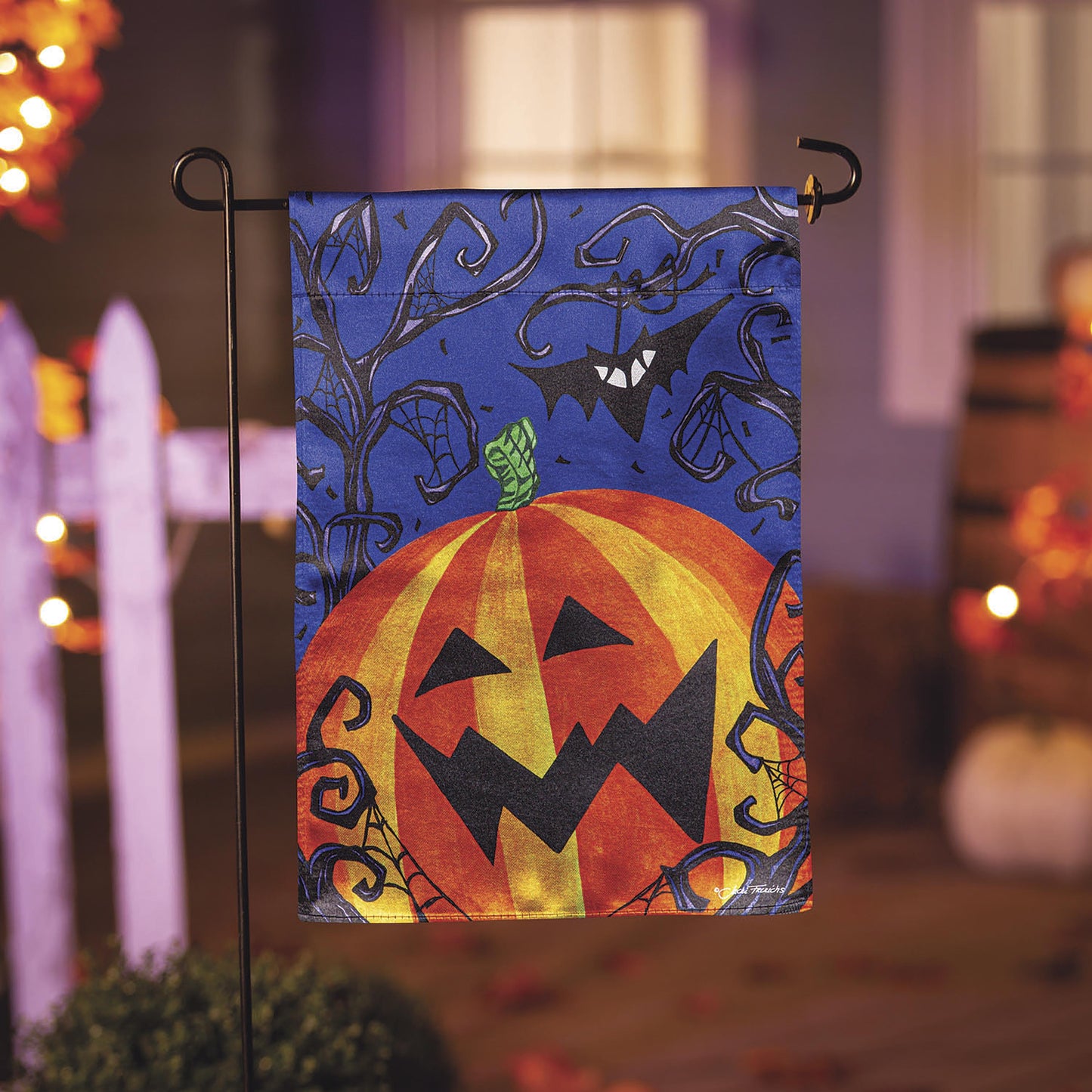 Halloween Jack O' Lantern Pumpkin Lustre Garden Flag