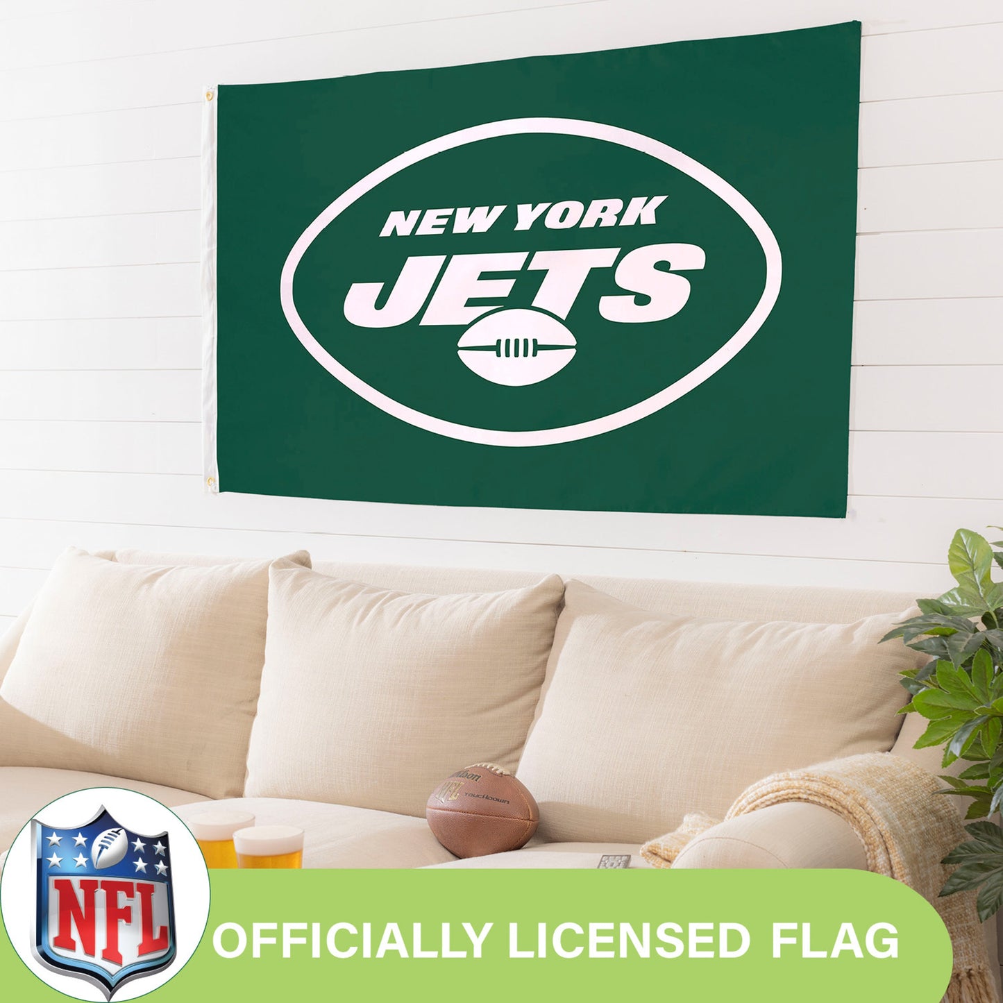 3'x5' Single Sided Flag w/ 2 Grommets, New York Jets