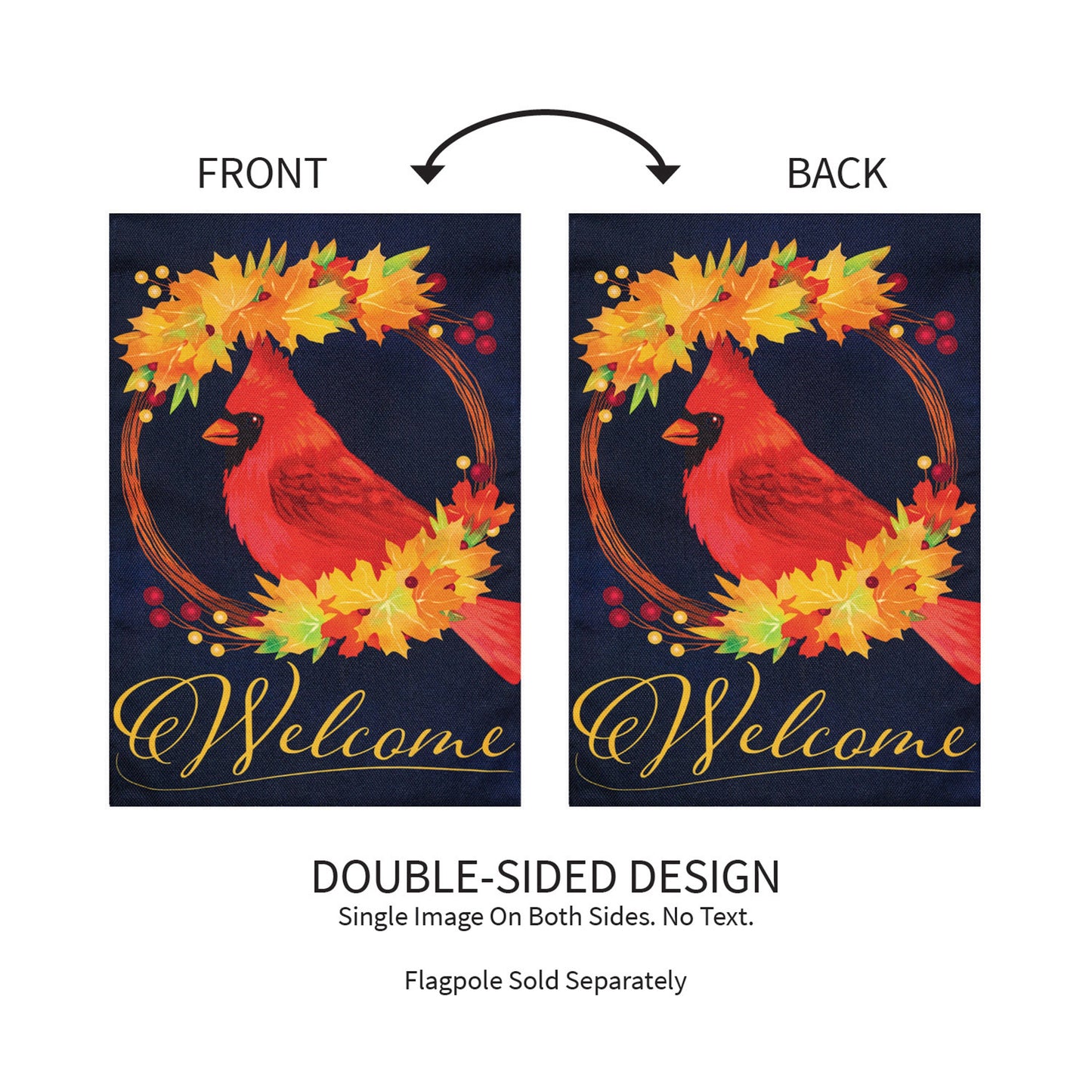 Fall Cardinal Wreath Burlap Garden Flag