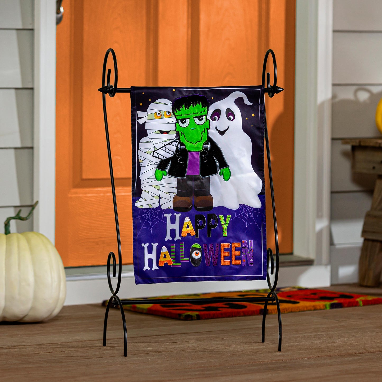 Happy Halloween Trio Applique Garden Flag