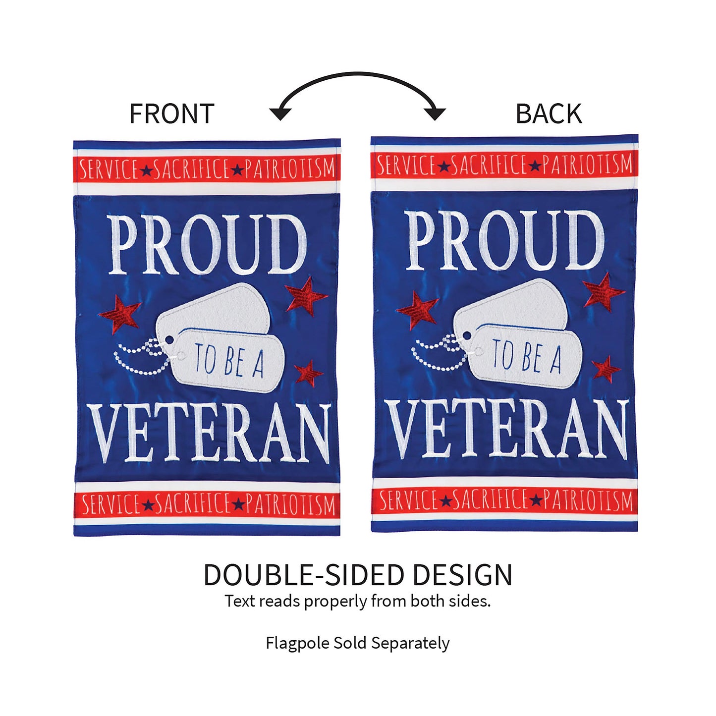 Proud Veteran Garden Applique Flag