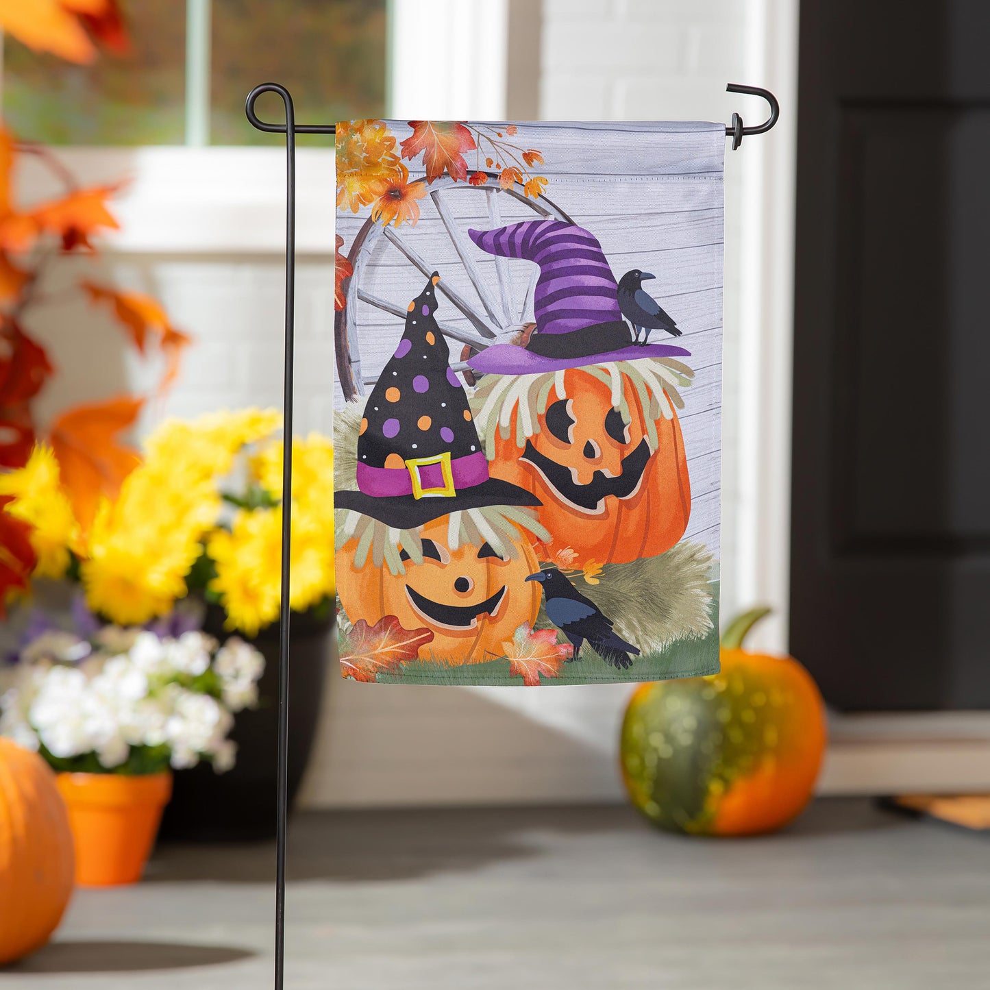 Couple Of Jacks Pumpkin Suede Garden Flag