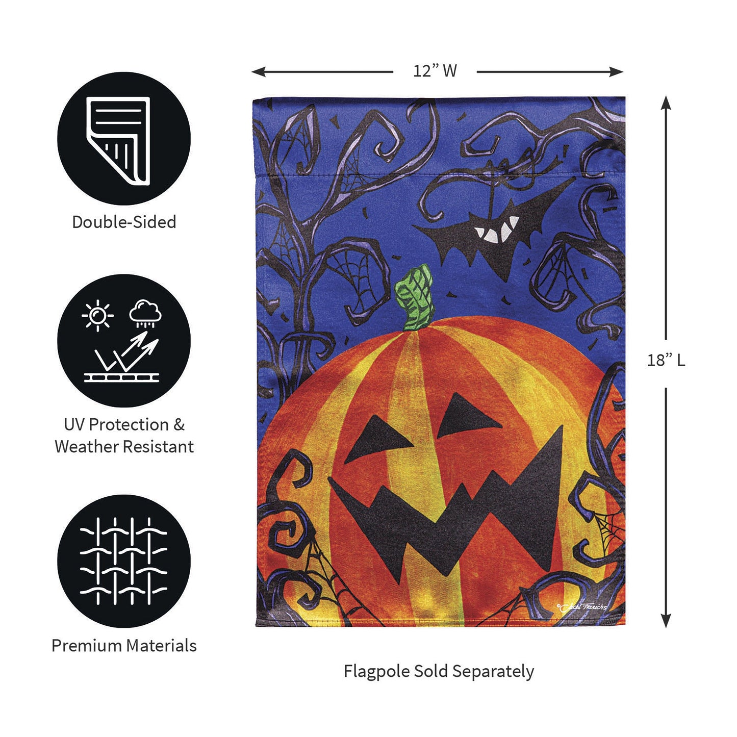 Halloween Jack O' Lantern Pumpkin Lustre Garden Flag