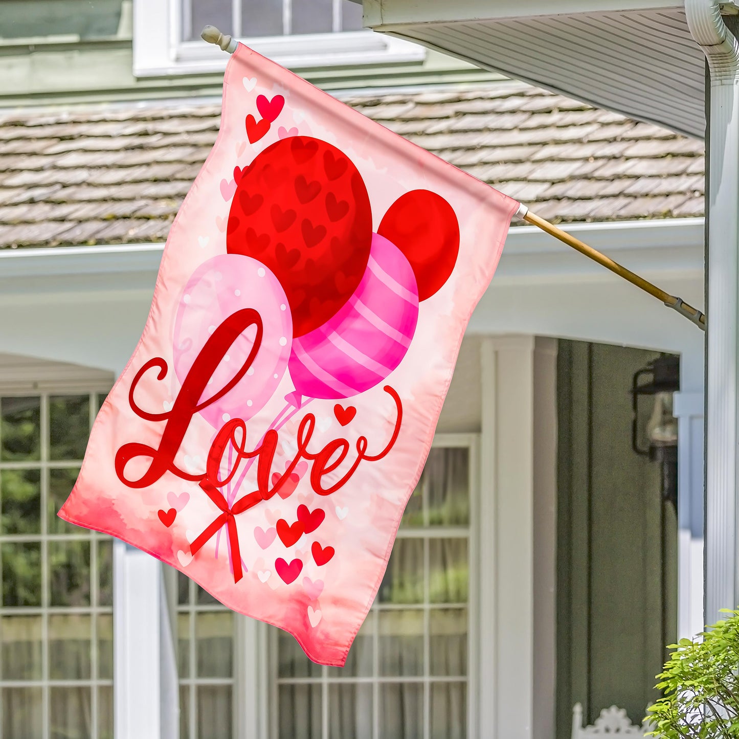 Valentine Love Balloon Applique House Flag
