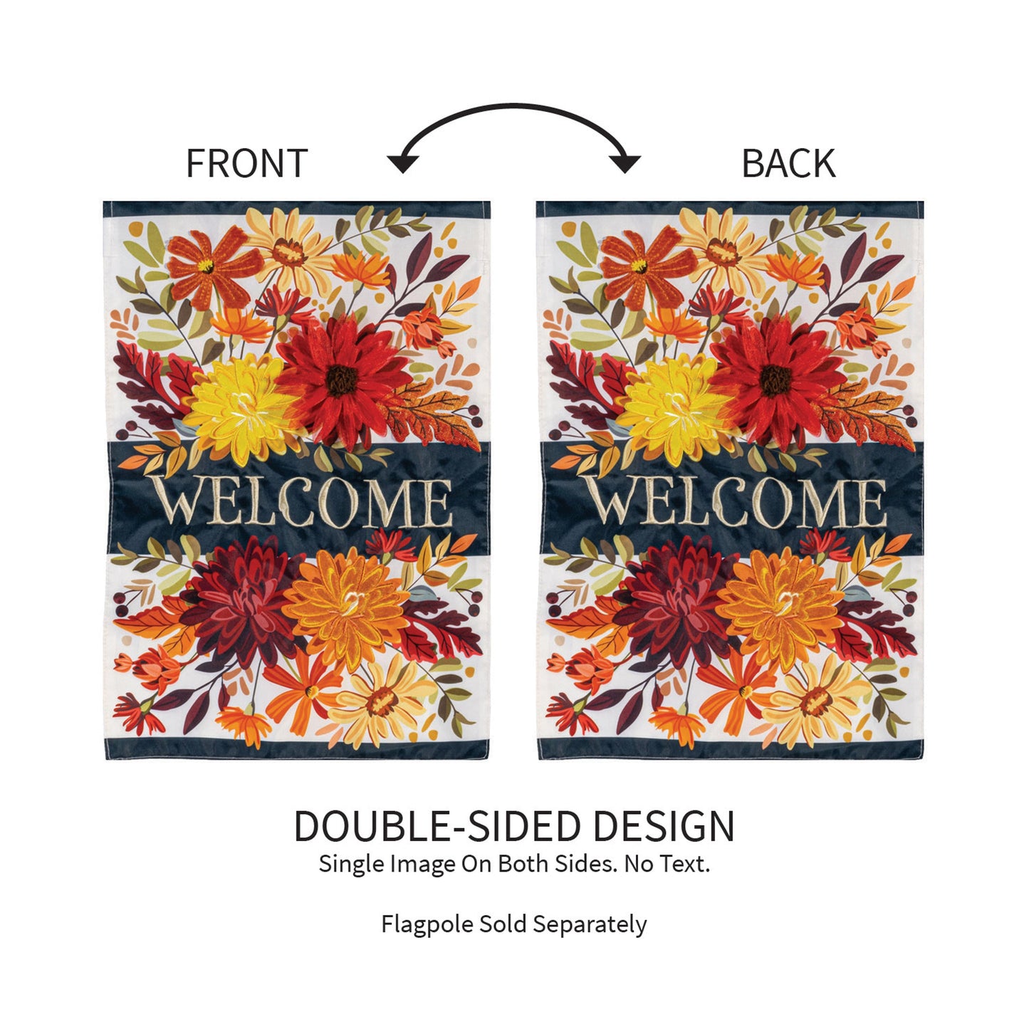 Fall Floral Applique Garden Flag