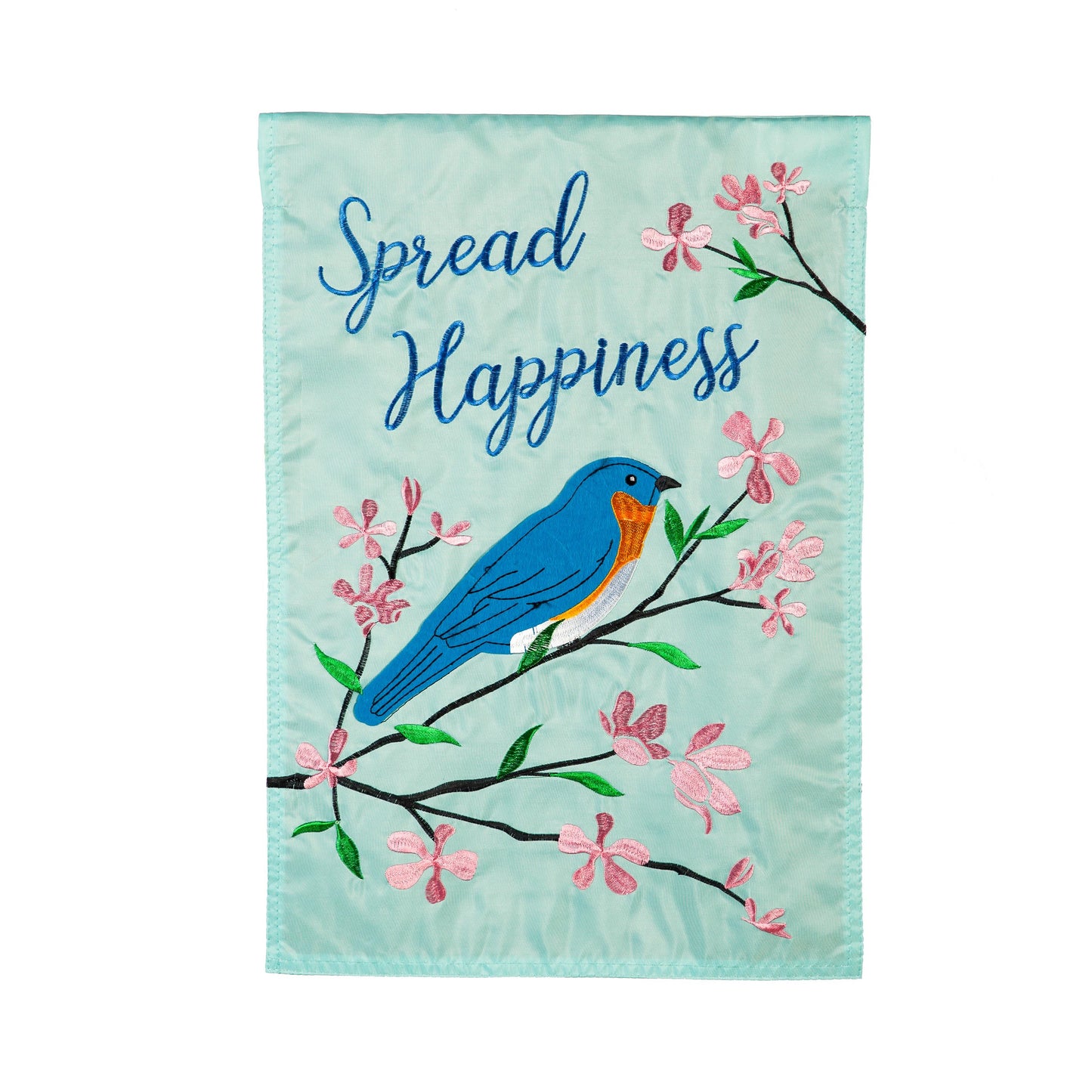Spread Happiness Bluebird Garden Applique Flag