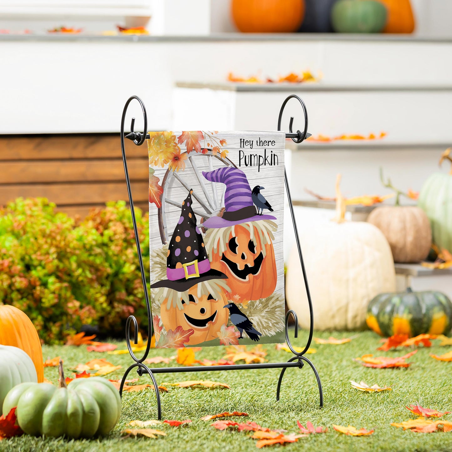 Couple Of Jacks Pumpkin Suede Garden Flag