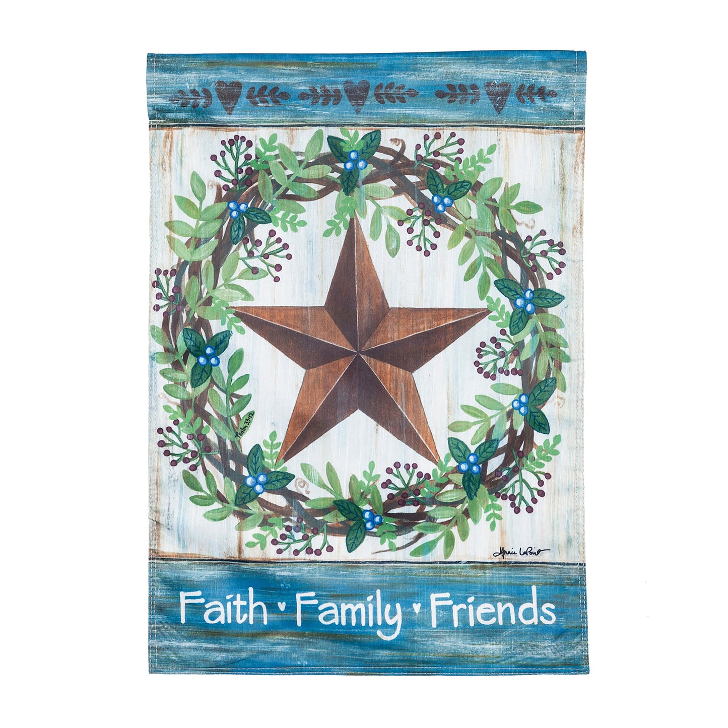 Faith Family Friends Country Star Garden Strié Flag