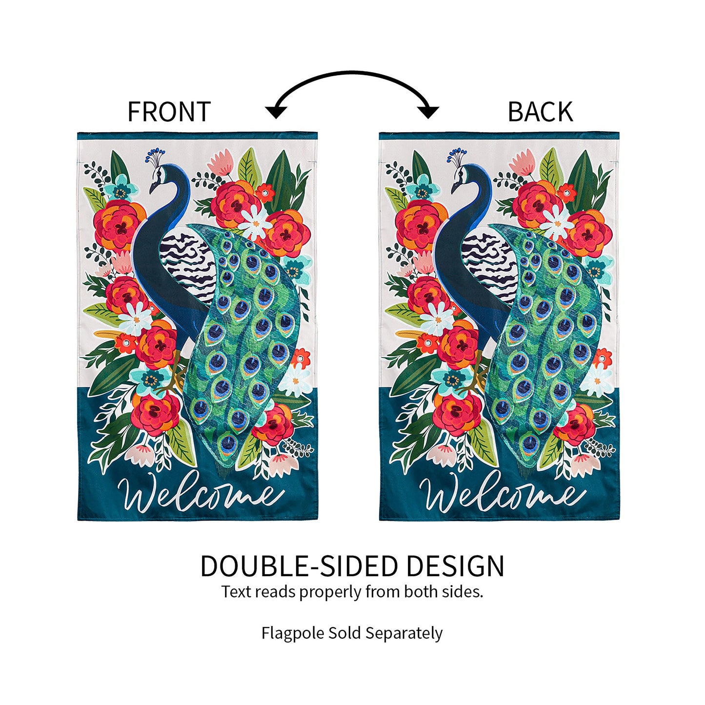 Floral Peacock Garden Linen Flag