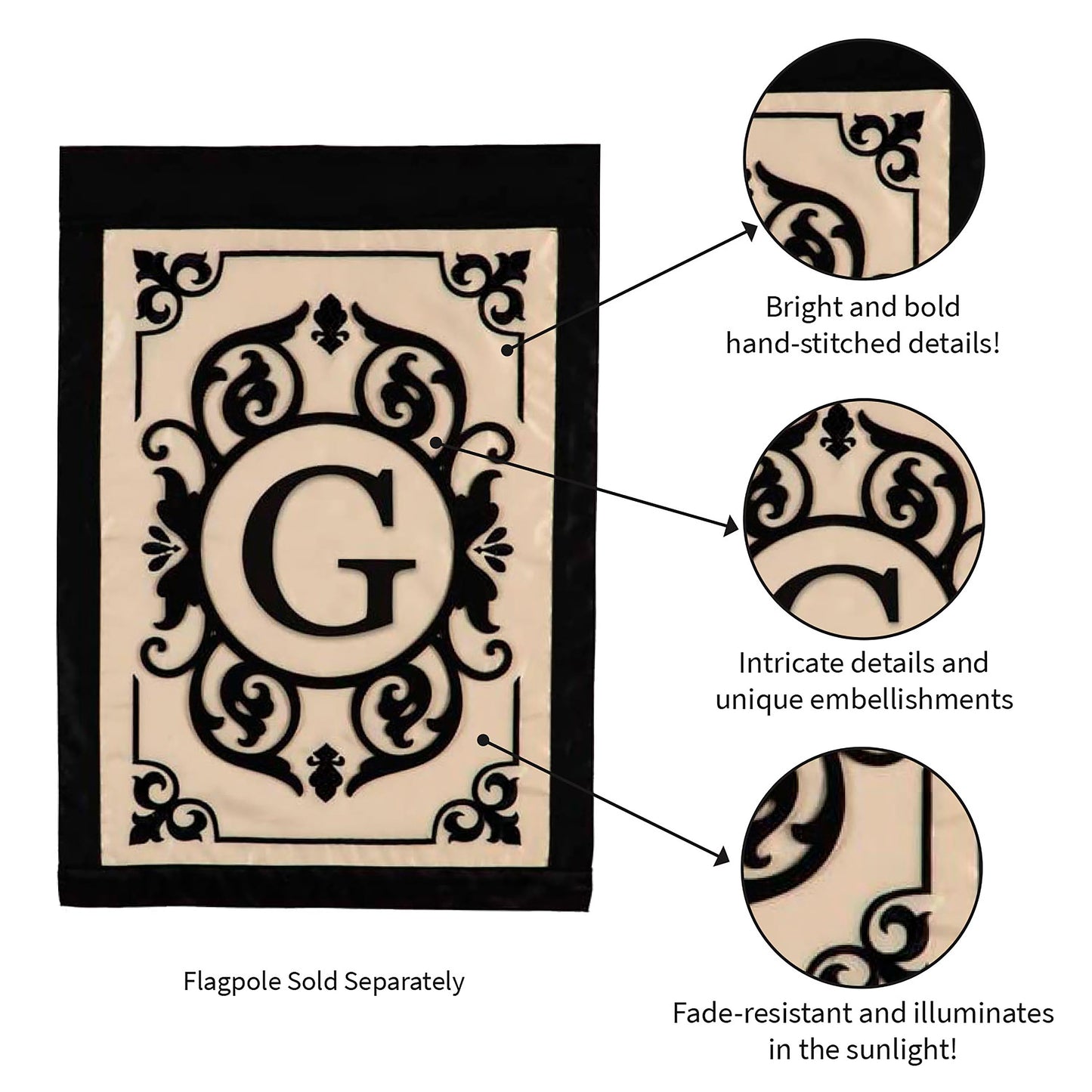 Cambridge Monogram Garden Applique Flag, Letter G