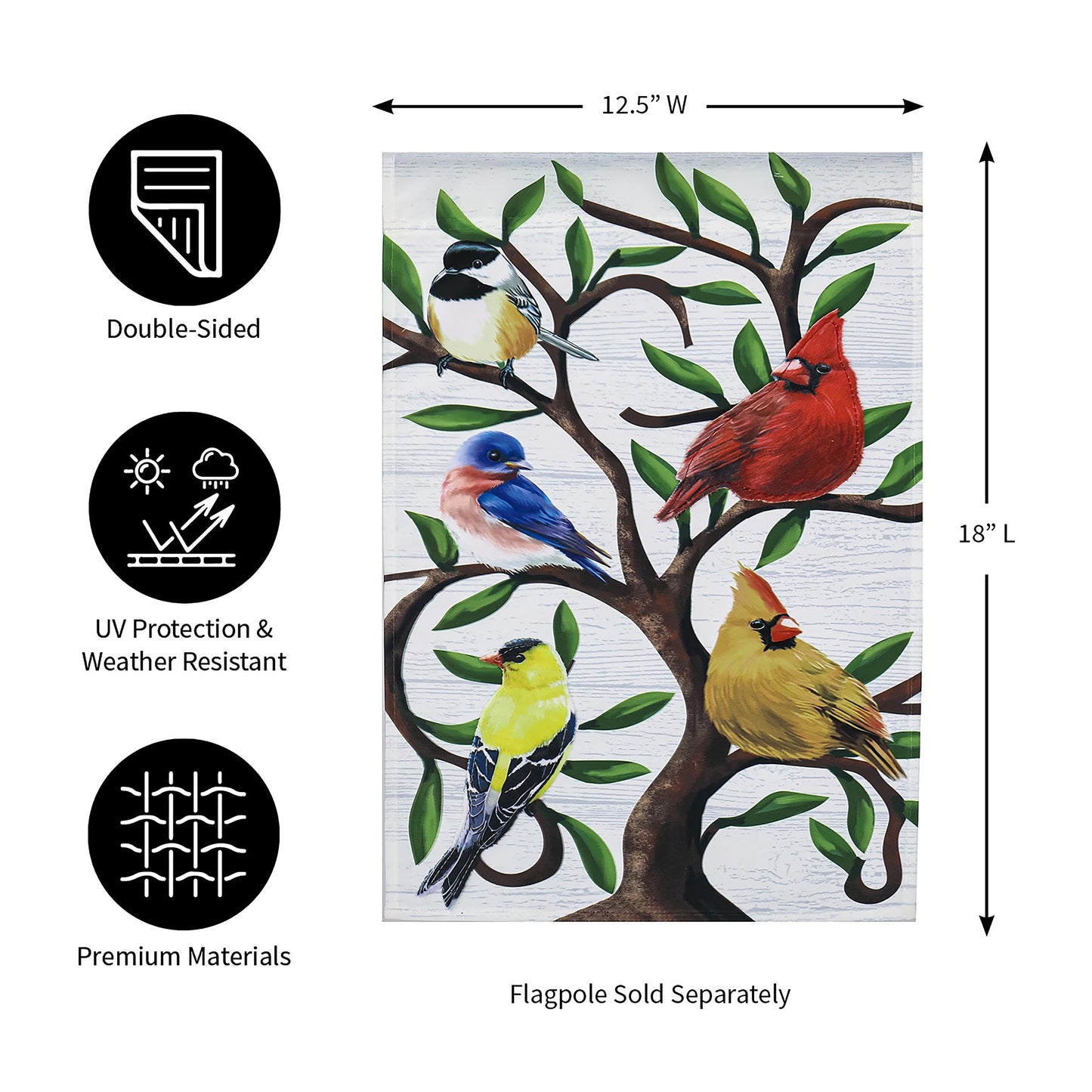 Songbirds in Tree of Life Trelis Garden Applique Flag