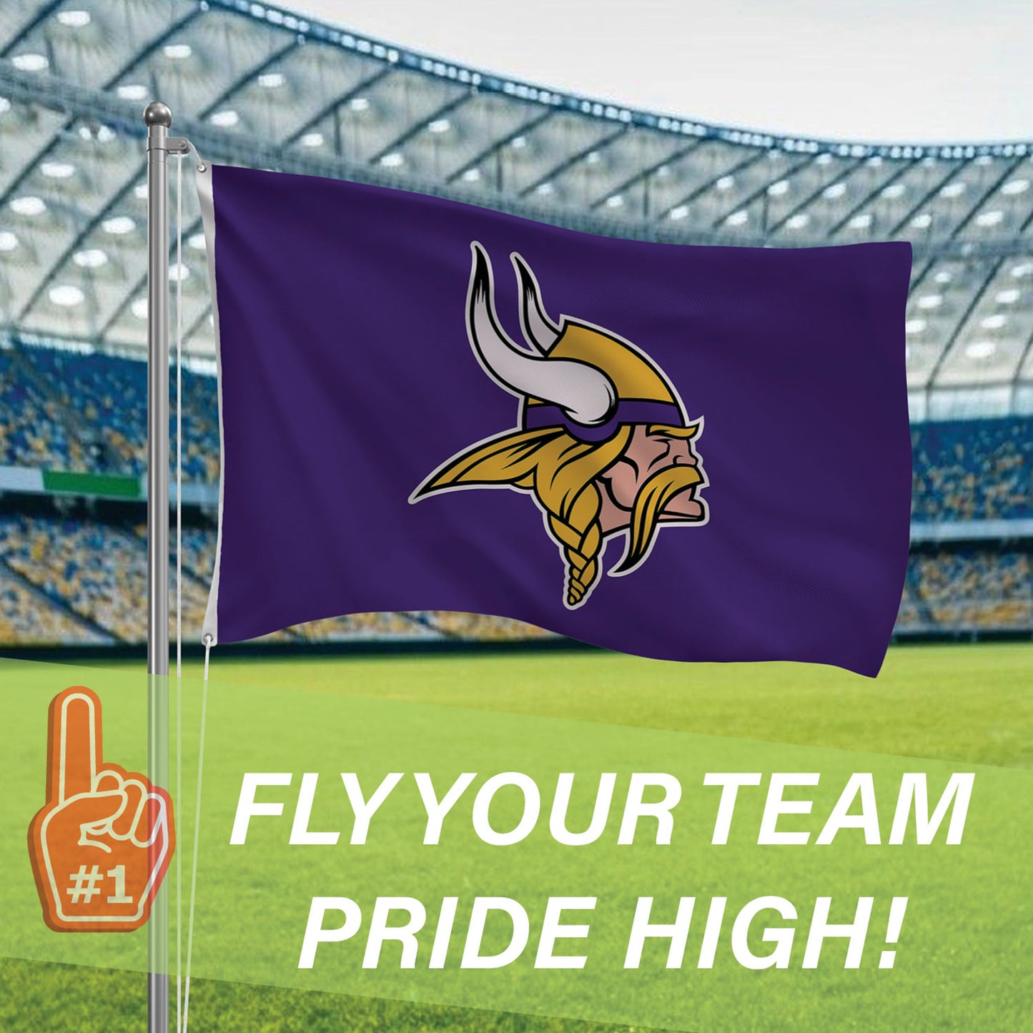 Minnesota Vikings Single Sided Estate Flag with 2 Grommets, 3'x5'