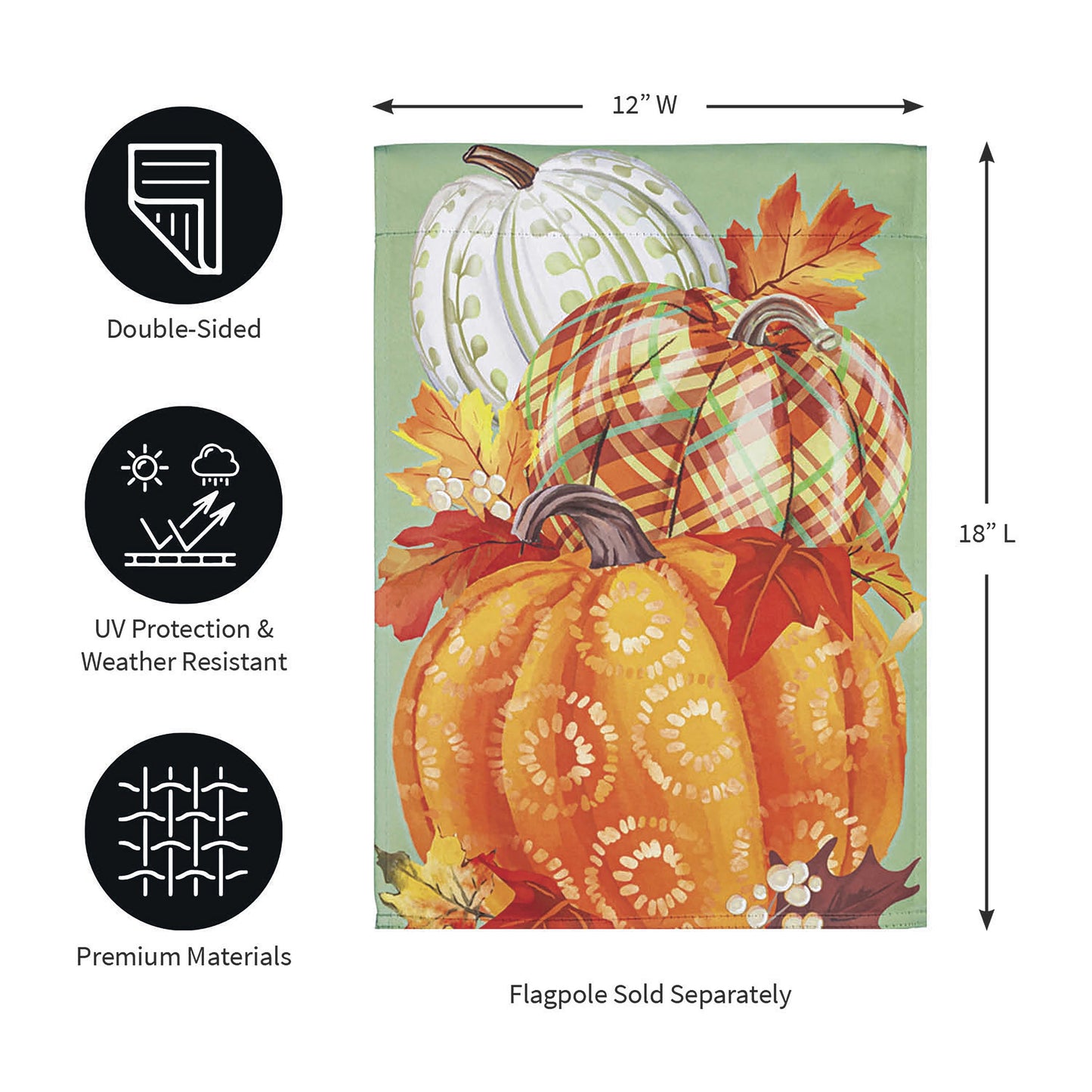 Painted Fall Pumpkins Garden Suede Flag