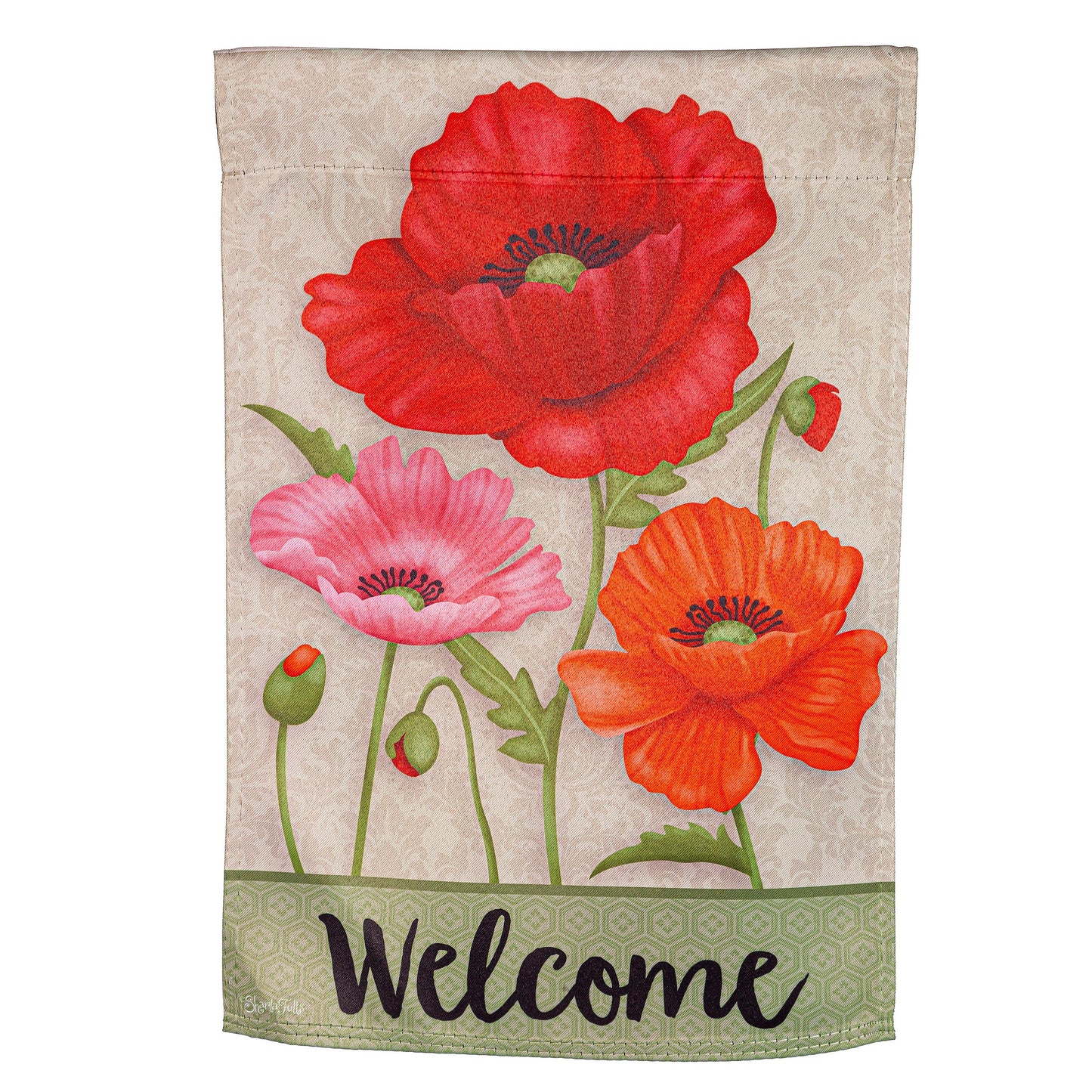 Poppy Welcome Suede Garden Flag