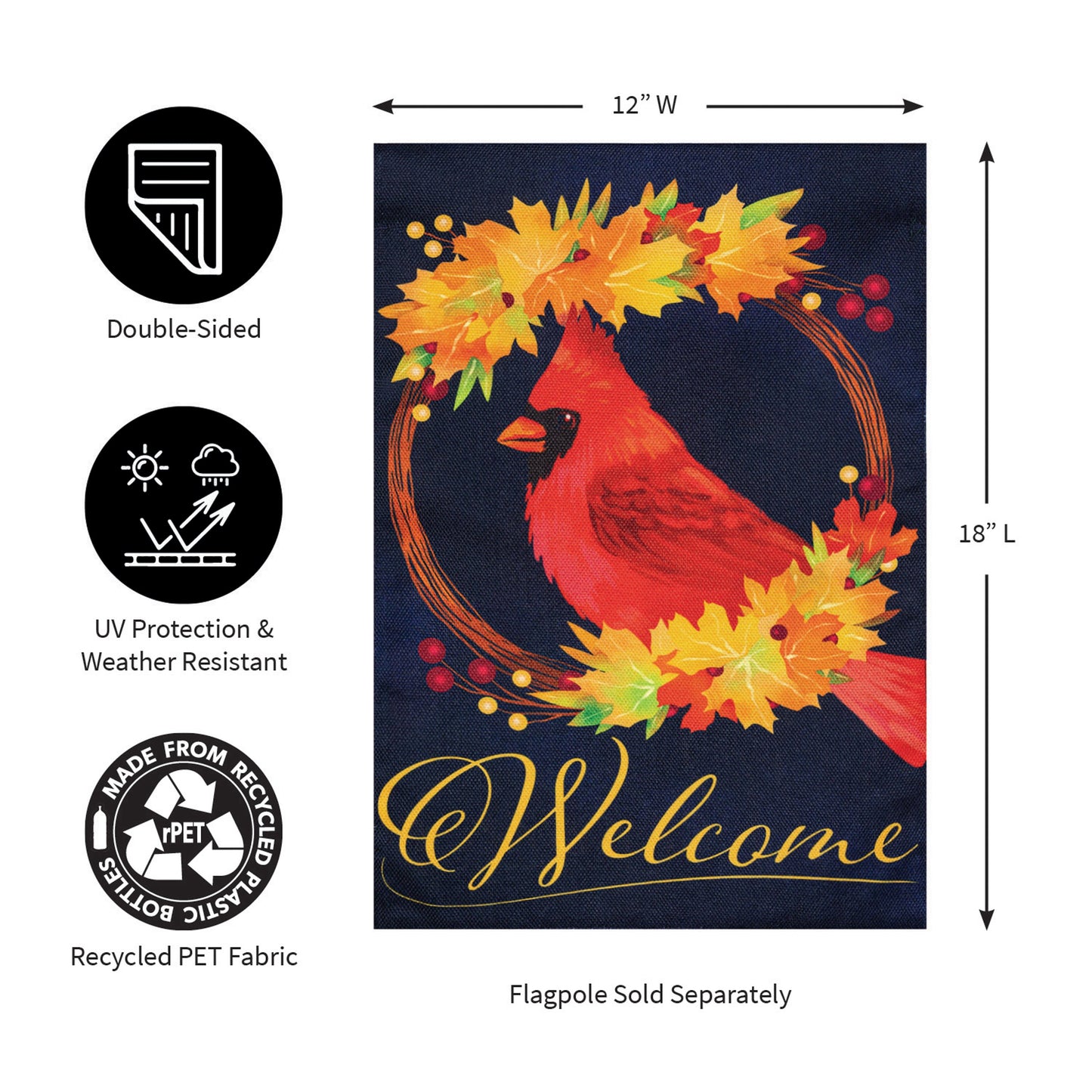 Fall Cardinal Wreath Burlap Garden Flag