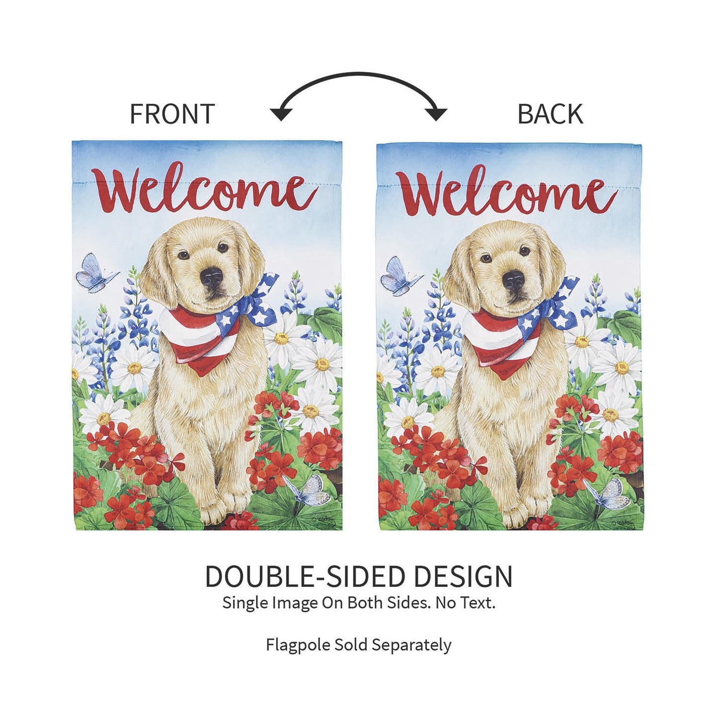 Dog with Patriotic Bandana Garden Suede Flag