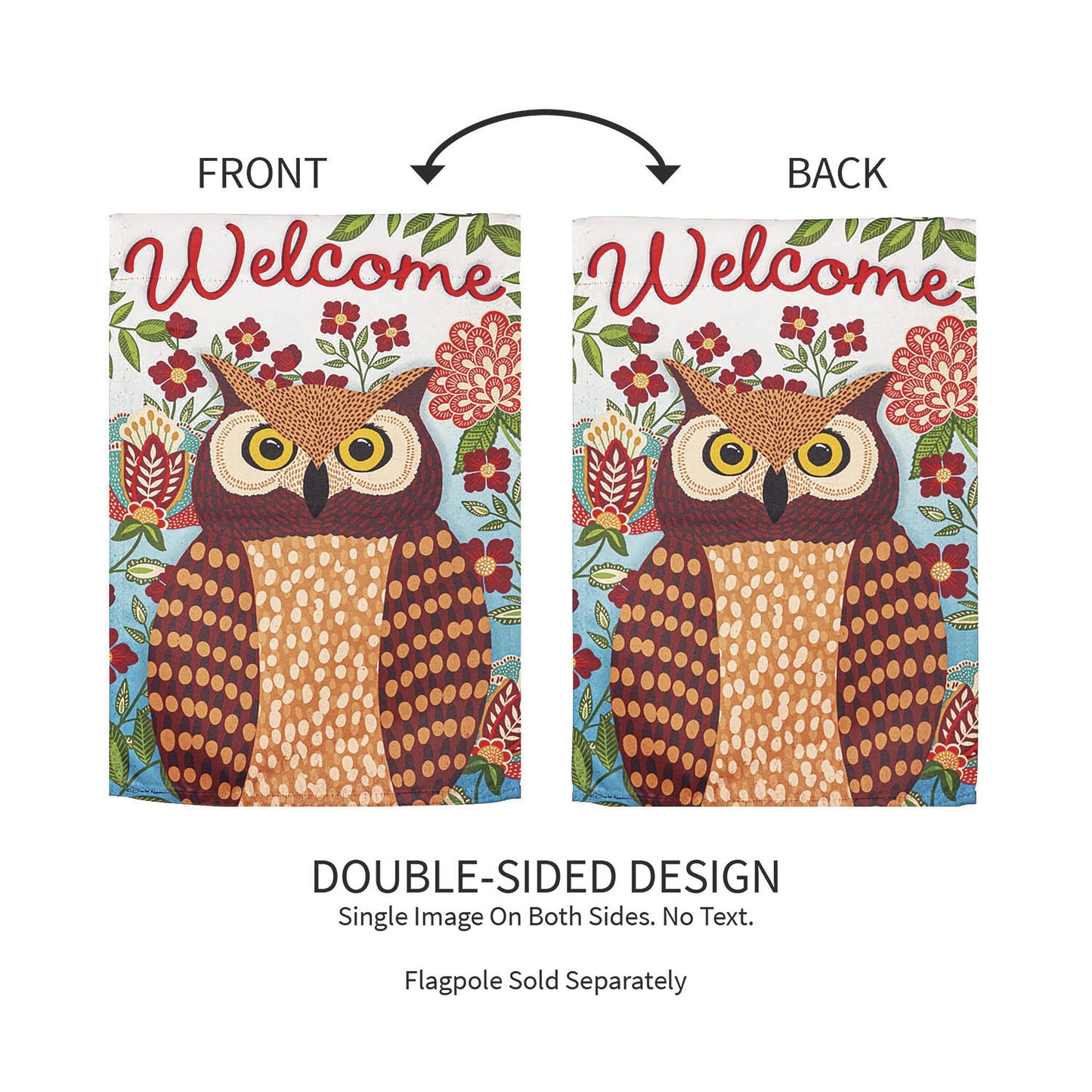 Fall Owl Welcome Garden Suede Flag
