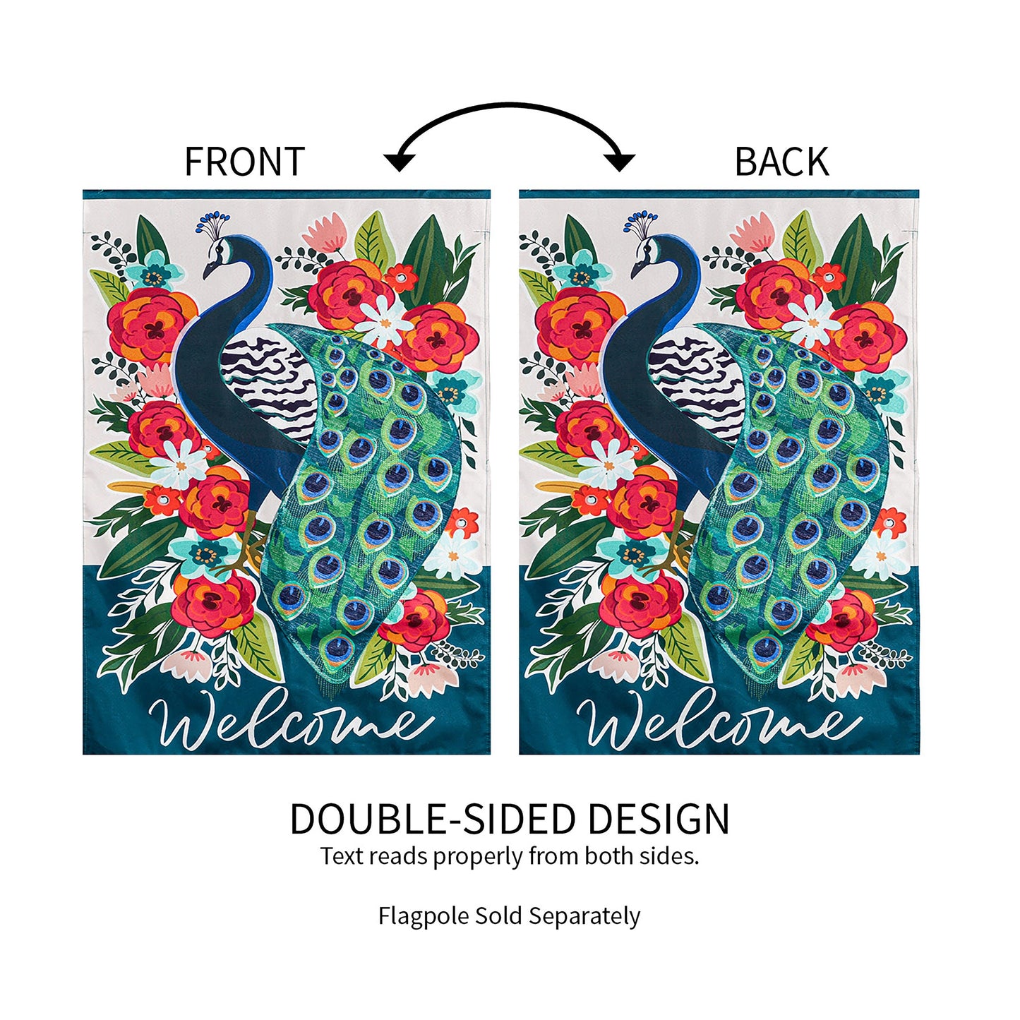 Floral Peacock House Linen Flag