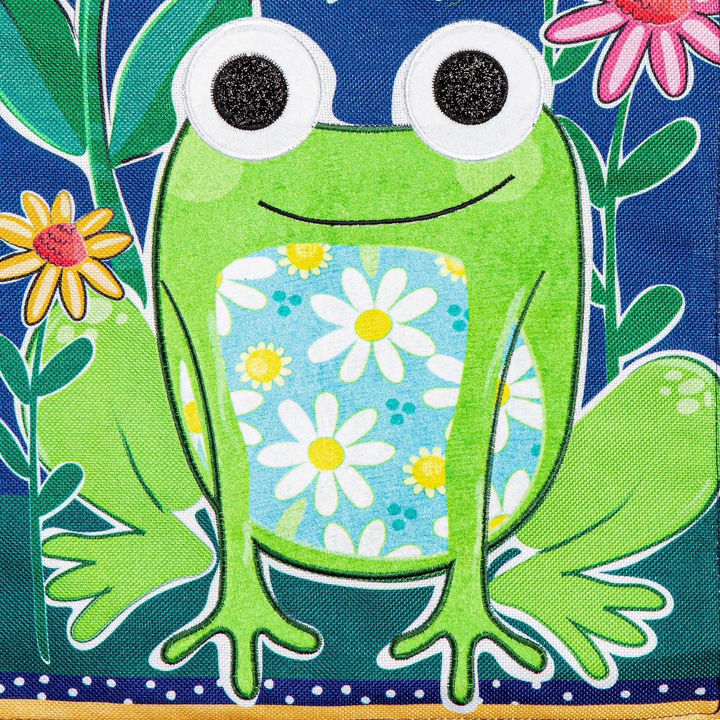 Welcome Friends Frog Burlap Garden Flag