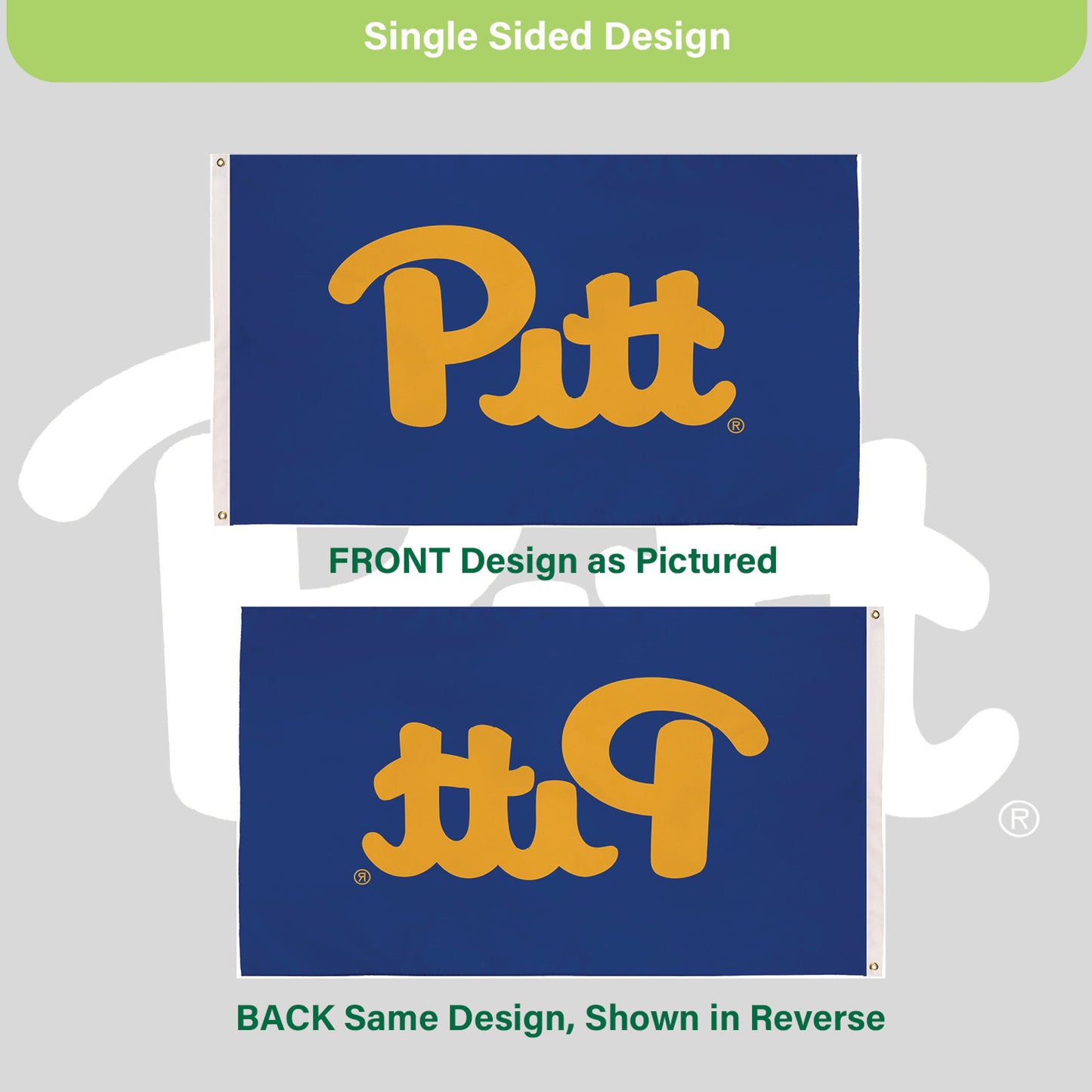 University of Pittsburgh Single Sided Estate Flag with 2 Grommets, 3'x5'