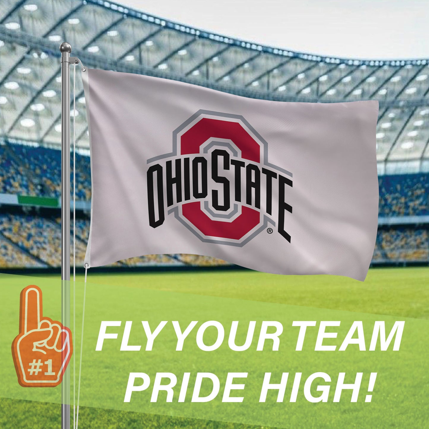 Ohio State University Single Sided Estate Flag with 2 Grommets, 3'x5'