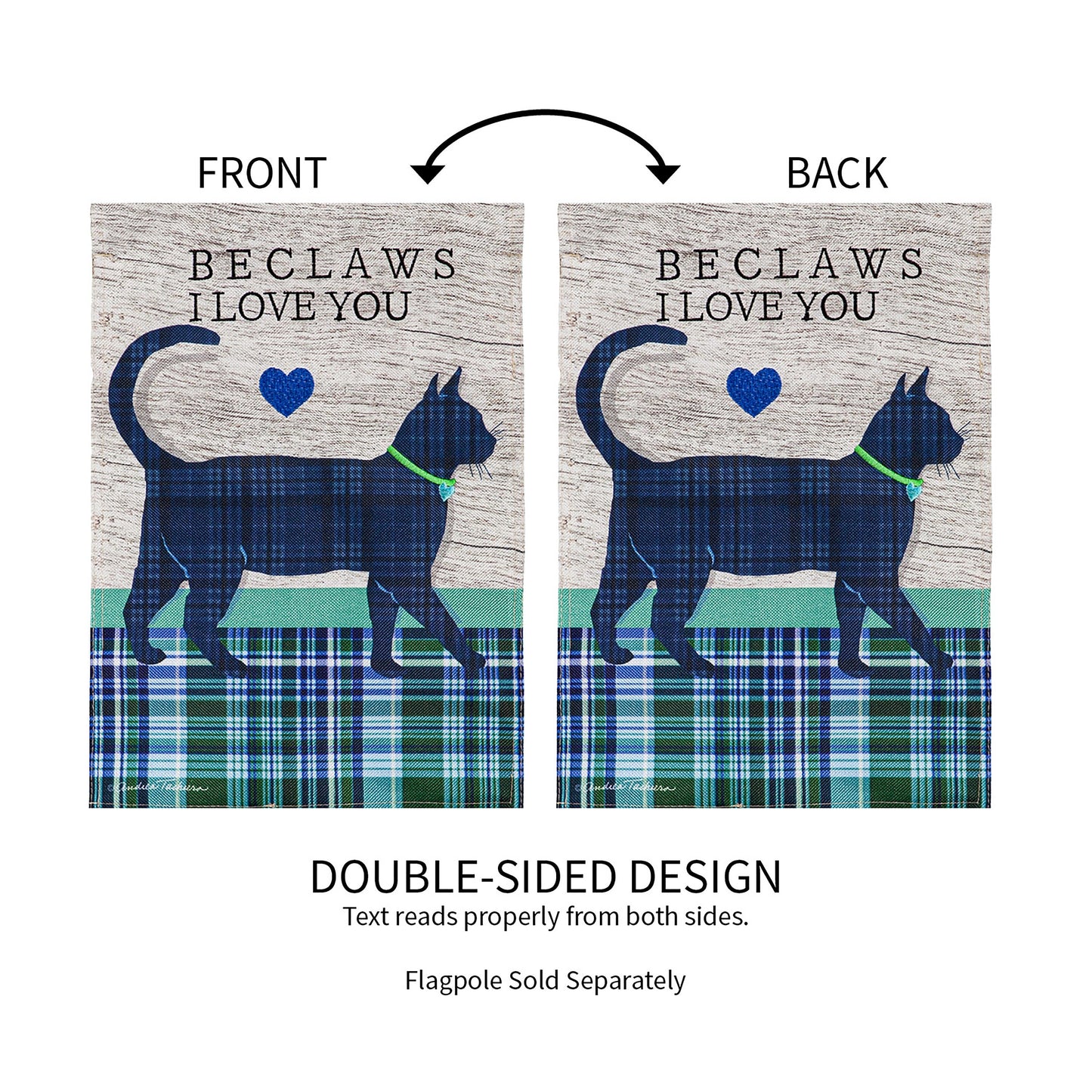 Beclaws I Love You Garden Burlap Flag