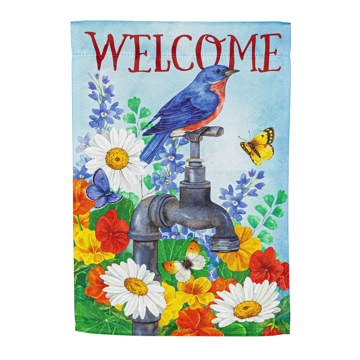 Vintage Water Tap Garden Suede Flag