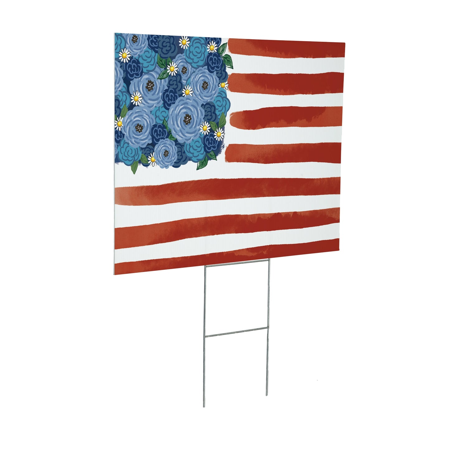 American Classic Blooming Americana Yard Sign, Flag, 24"x18"