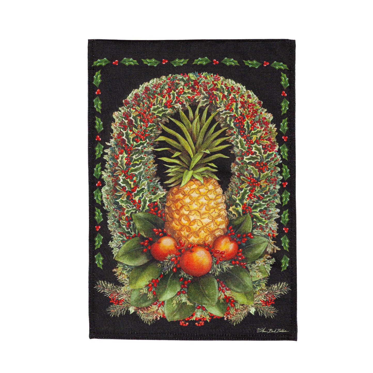 Christmas Pineapple Wreath Burlap Garden Flag