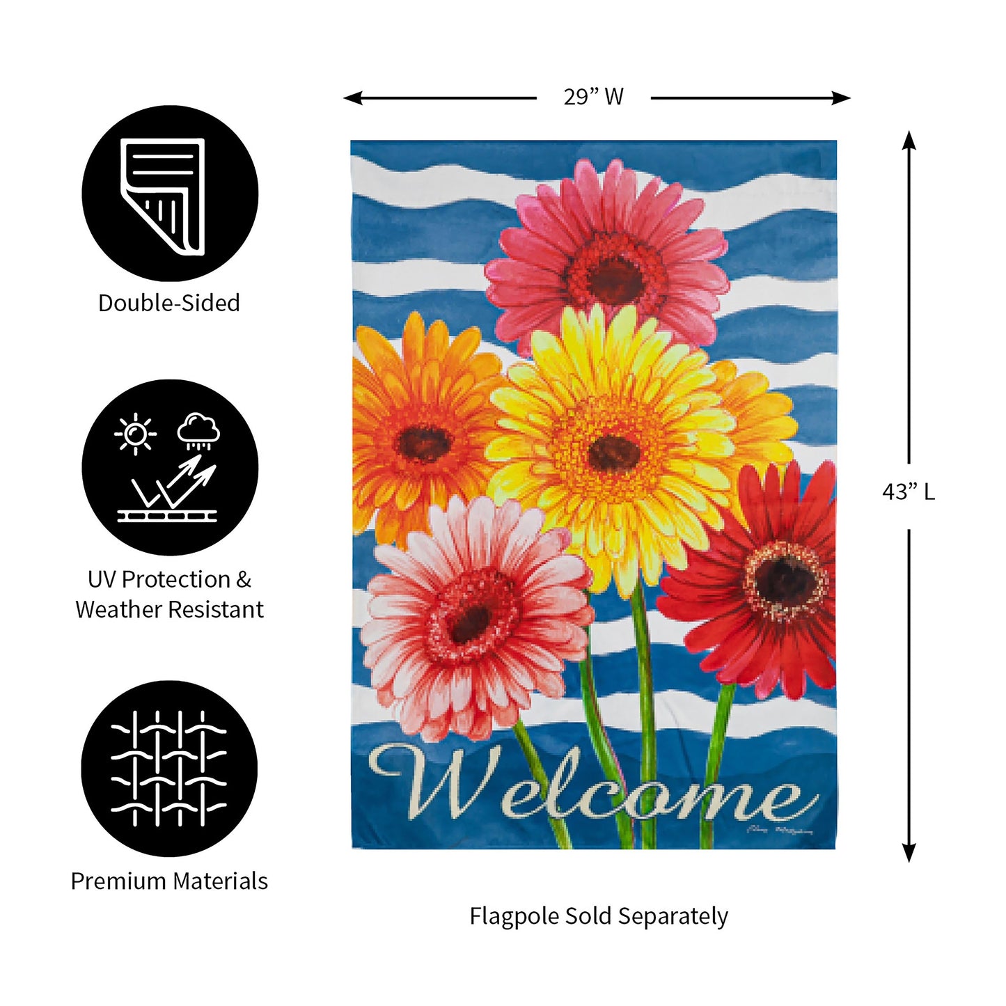Spring Gerbera Bouquet House Suede Flag