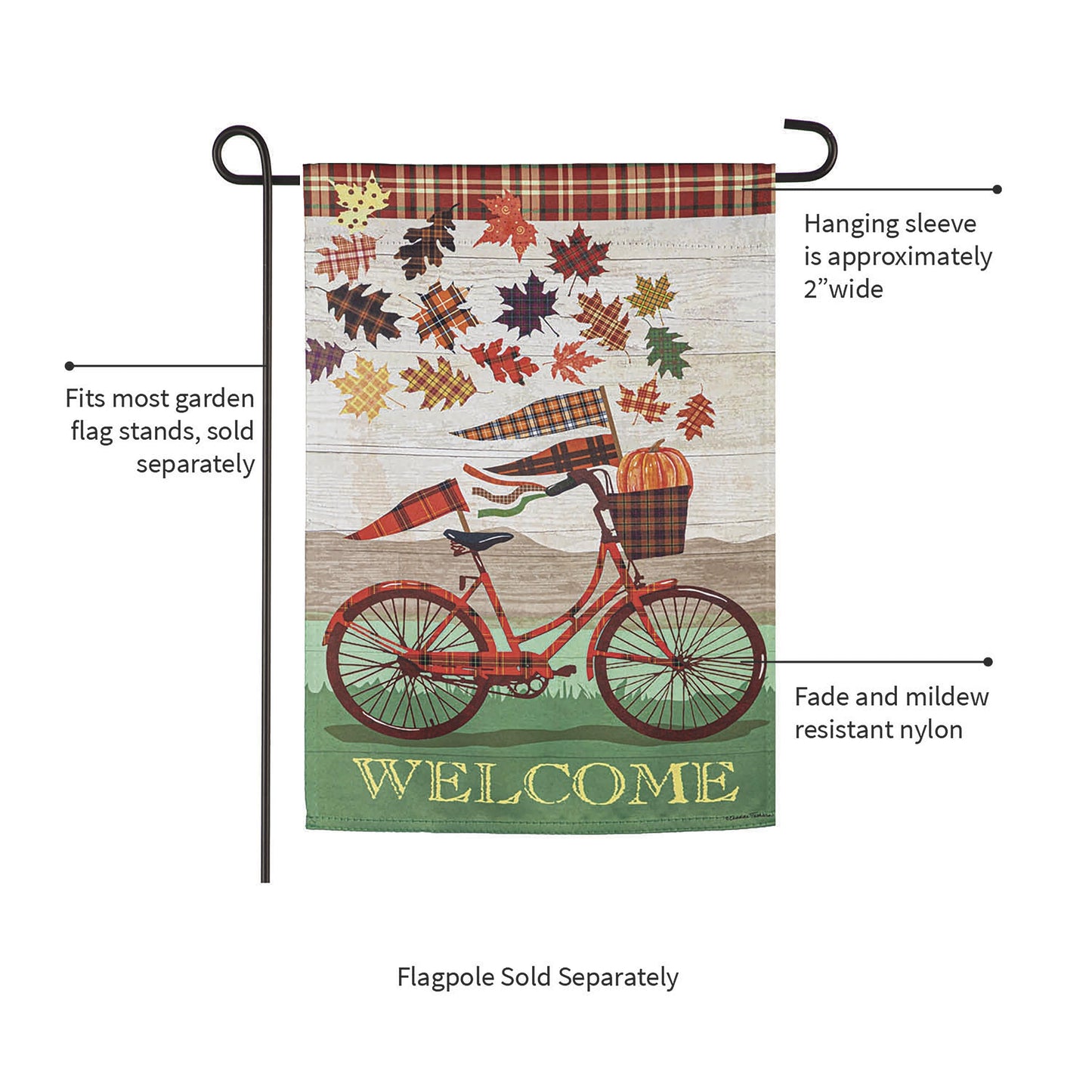 Fall Bicycle Garden Suede Flag