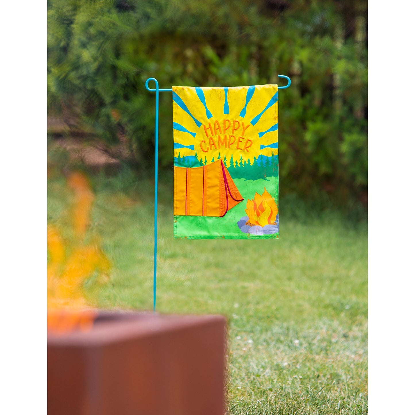 Happy Camper Garden Applique Flag