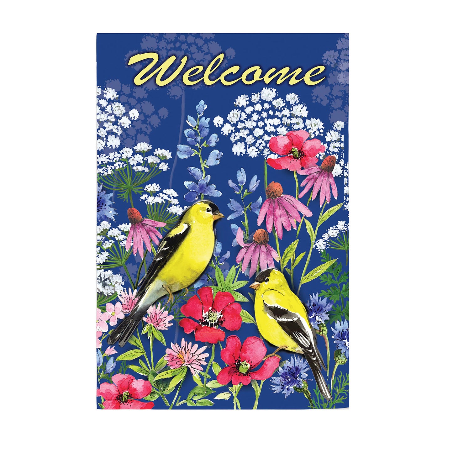 Watercolor Wildflowers Garden Suede Flag
